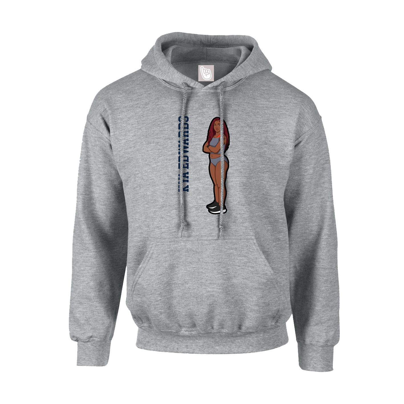 Youth Hoodie — Name Vertical in Grey