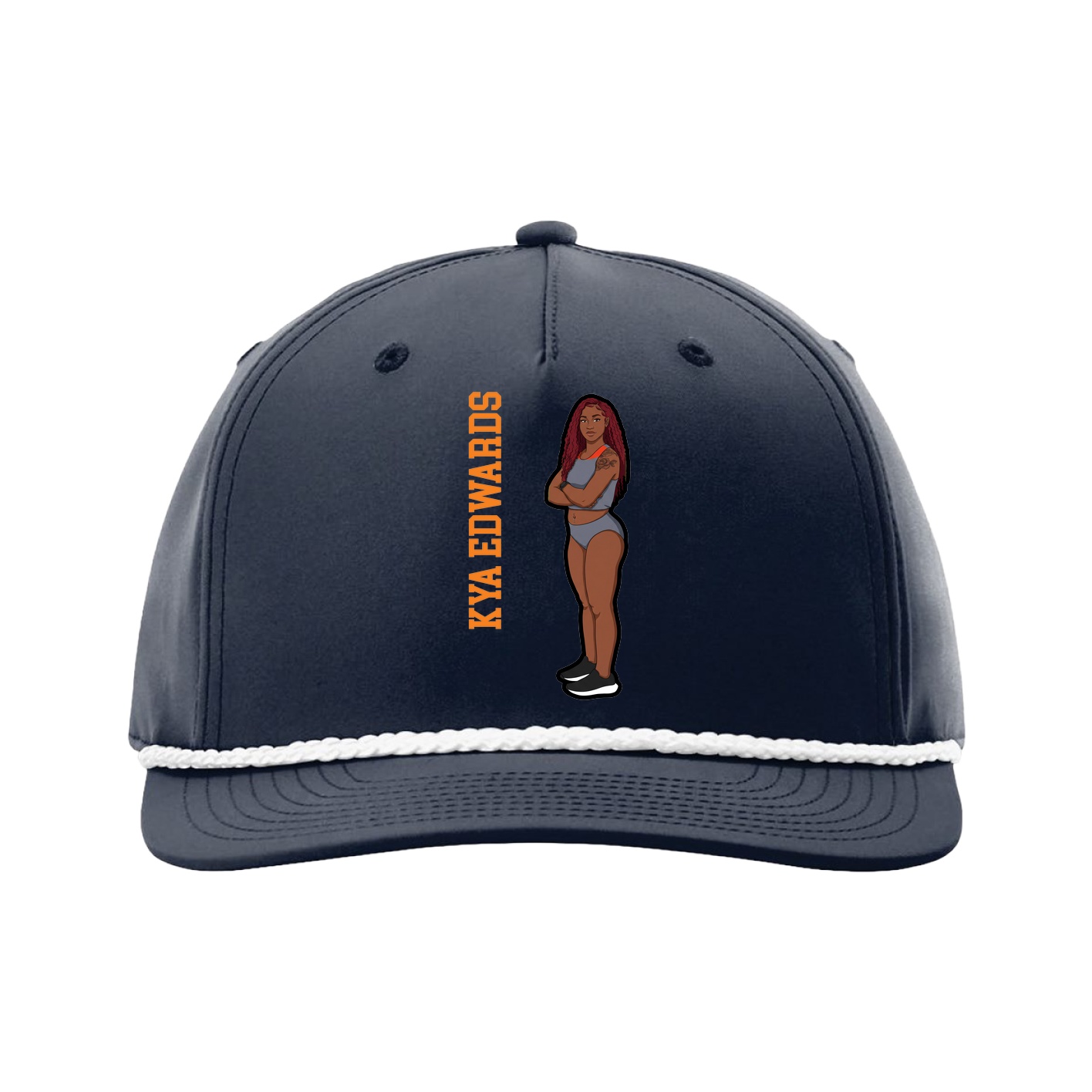 Five-Panel Classic Rope Cap — Name Vertical in Navy
