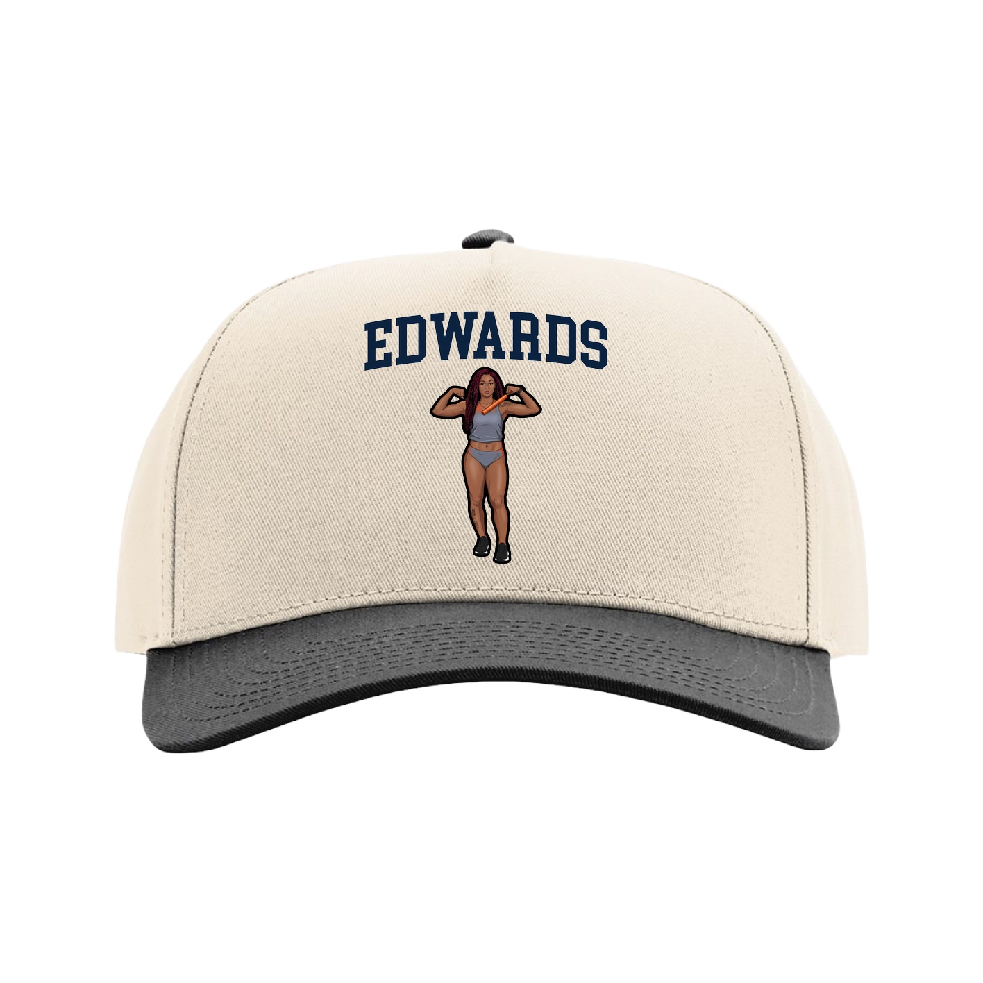 Full Fabric Five-Panel Champ Cap — Shirsey in Cream/Black