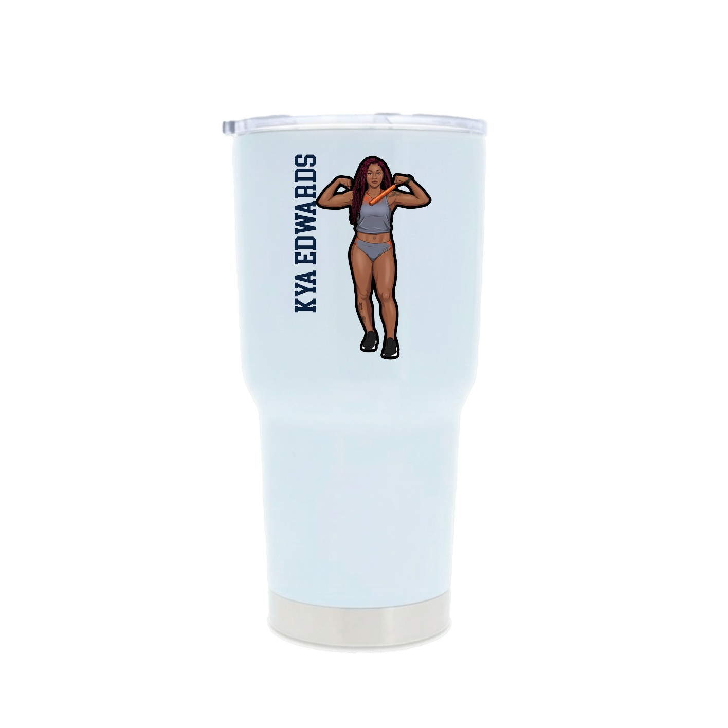 30oz Stainless Steel Tumbler — Name Vertical in White