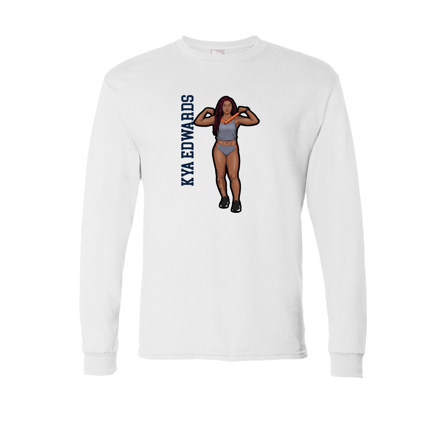 Long Sleeve Tee — Name Vertical in White