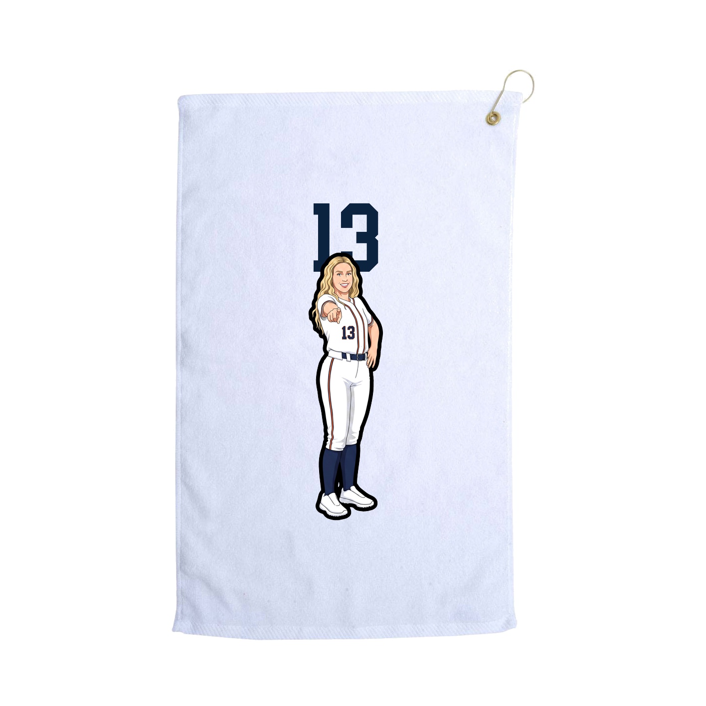Golf Towel — Number Top in White