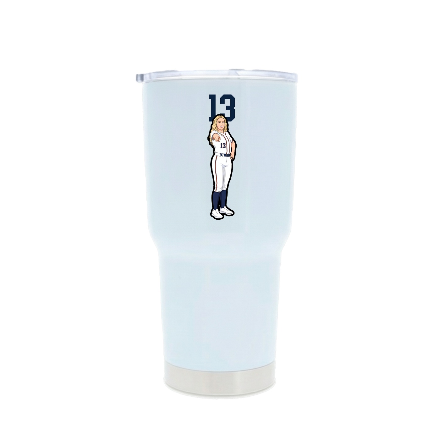 30oz Stainless Steel Tumbler — Number Top in White