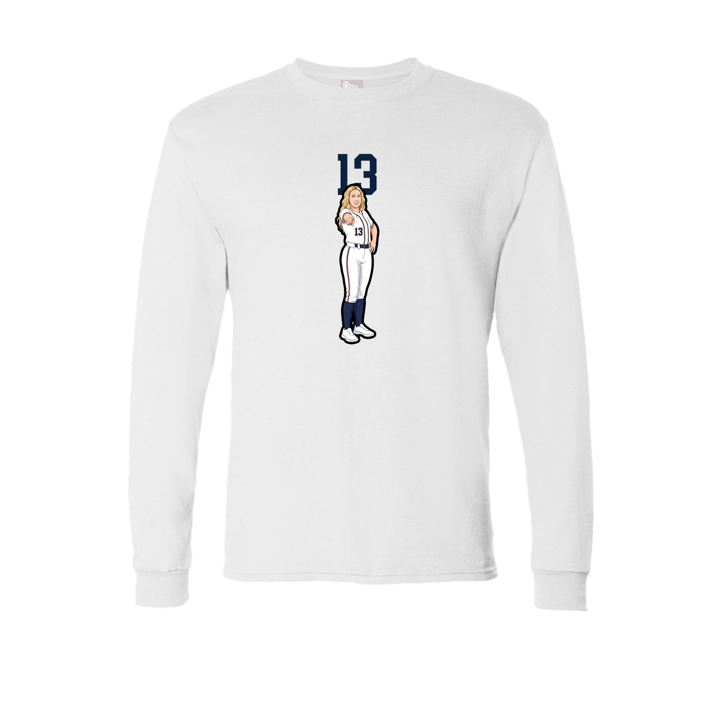 Long Sleeve Tee — Number Top in White