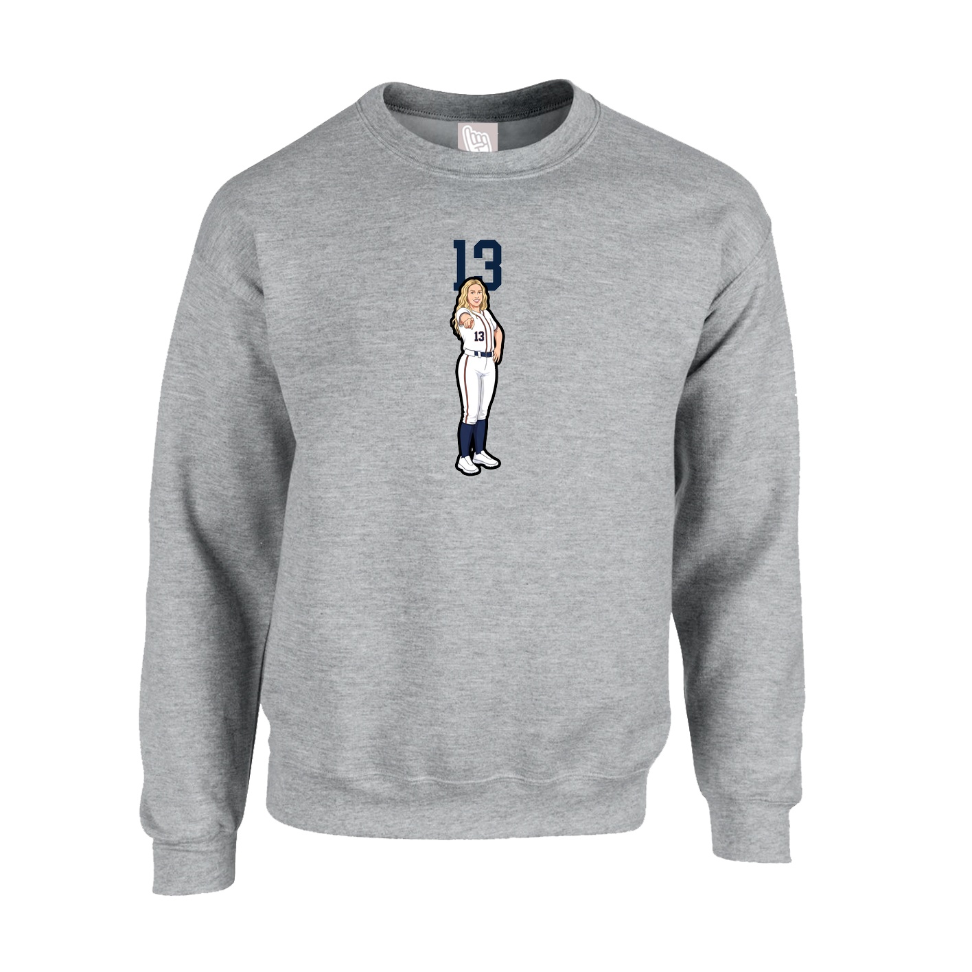 Fleece Crew — Number Top in Grey