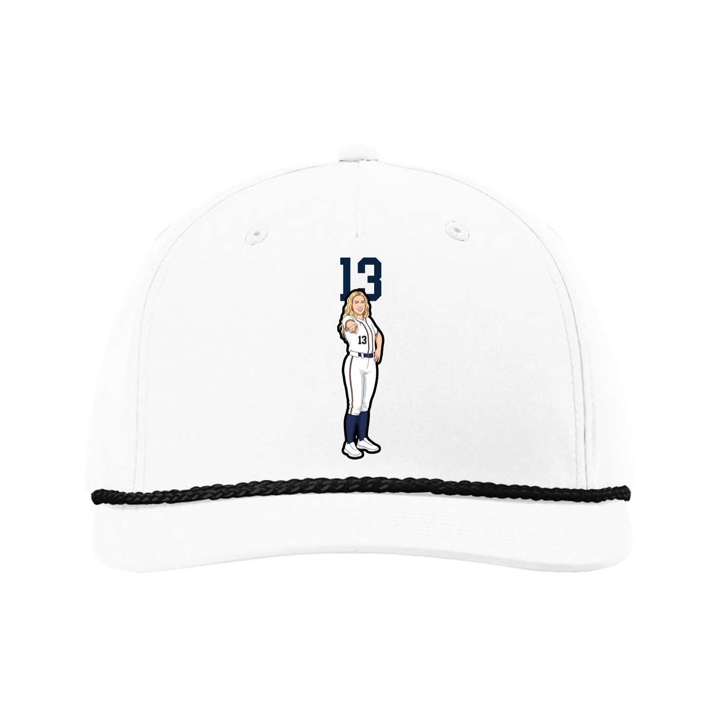 Five-Panel Classic Rope Cap — Number Top in White
