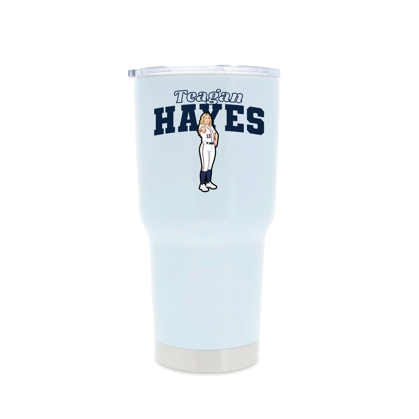 30oz Stainless Steel Tumbler — Name Arch in White