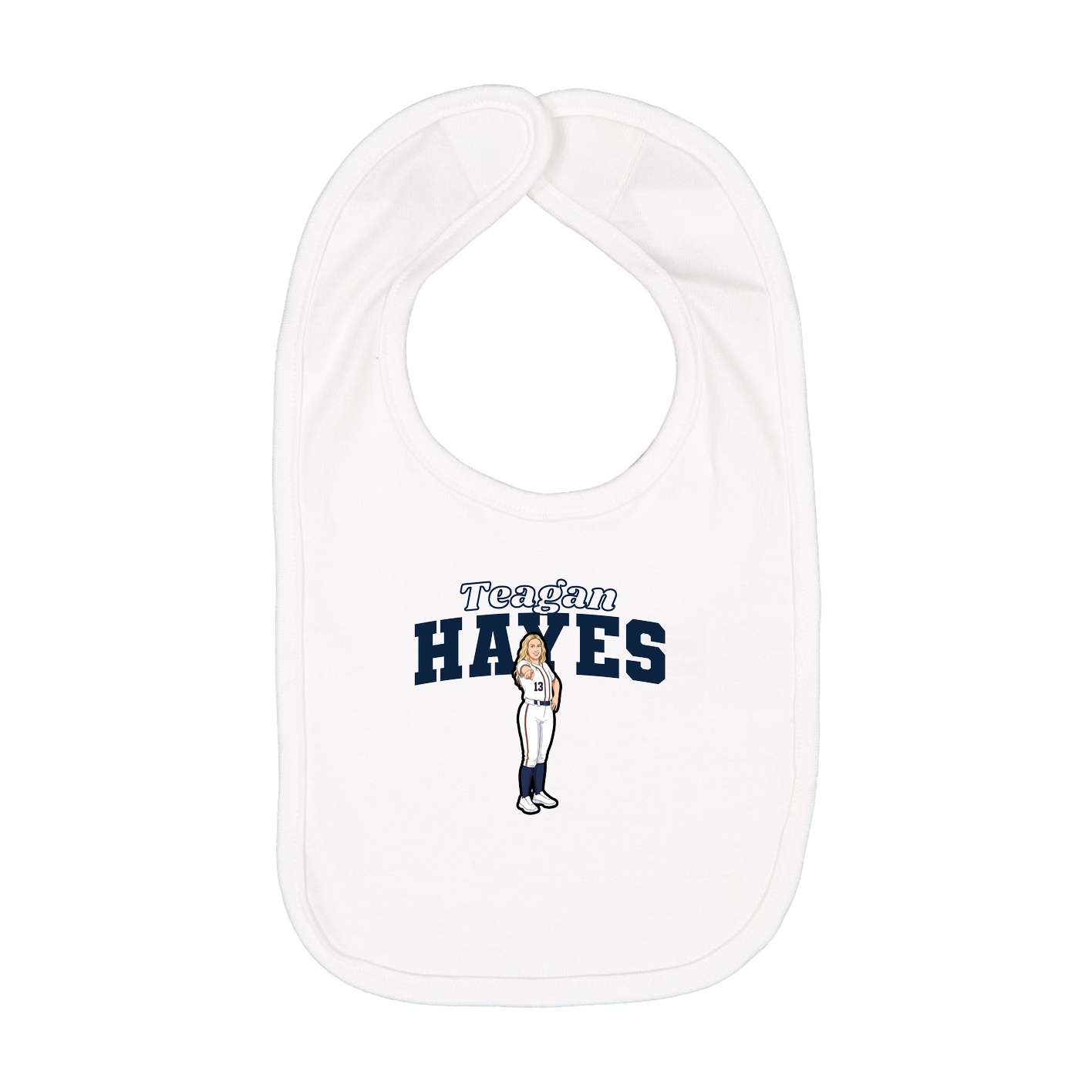Infant Bib — Name Arch in White