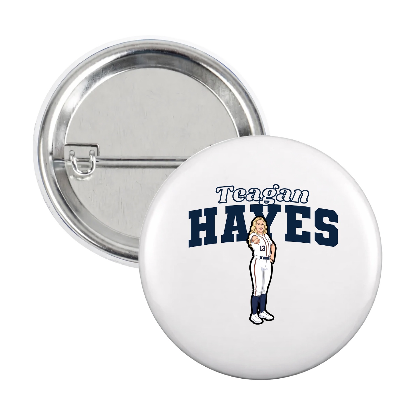 Game Day Button — Name Arch in White