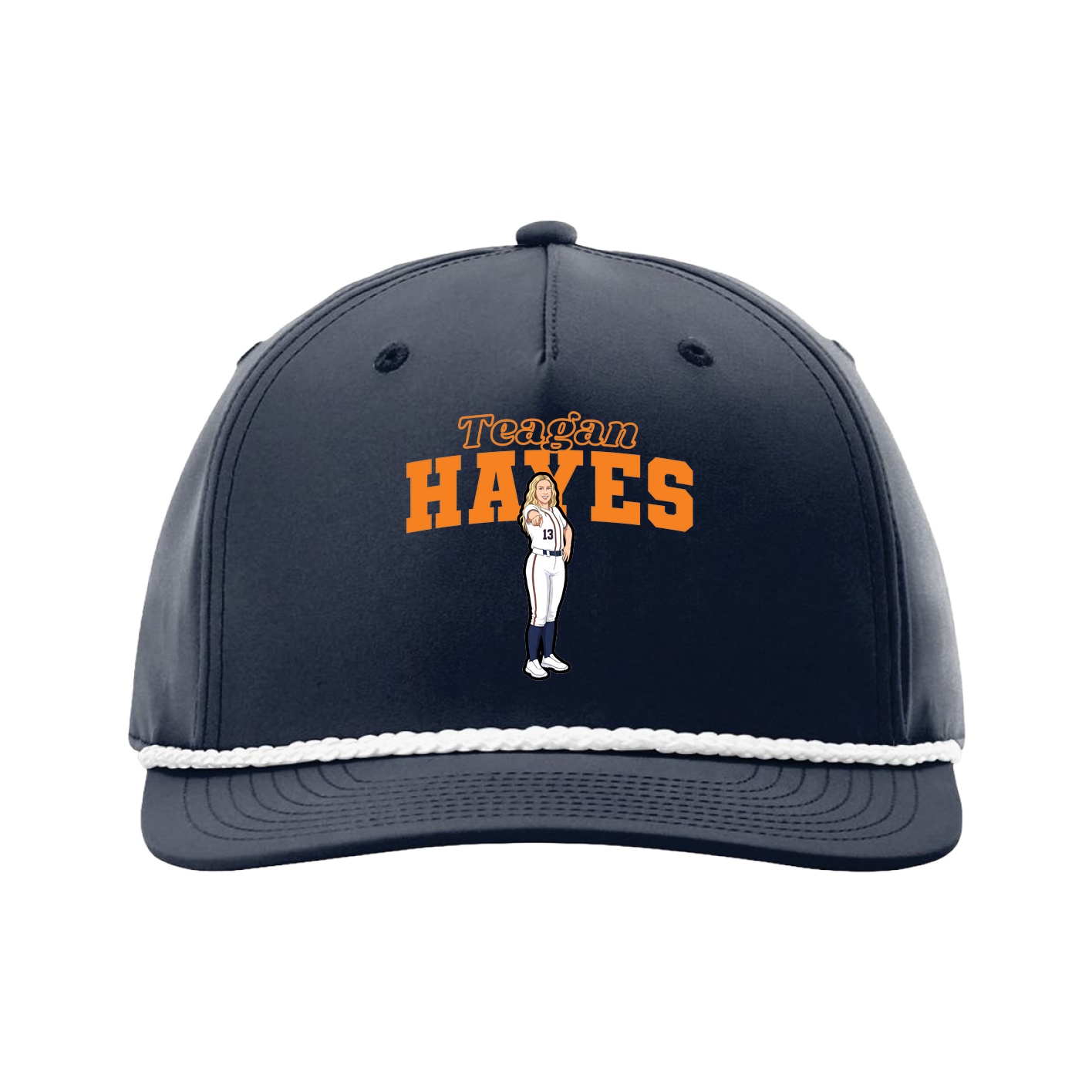 Five-Panel Classic Rope Cap — Name Arch in Navy