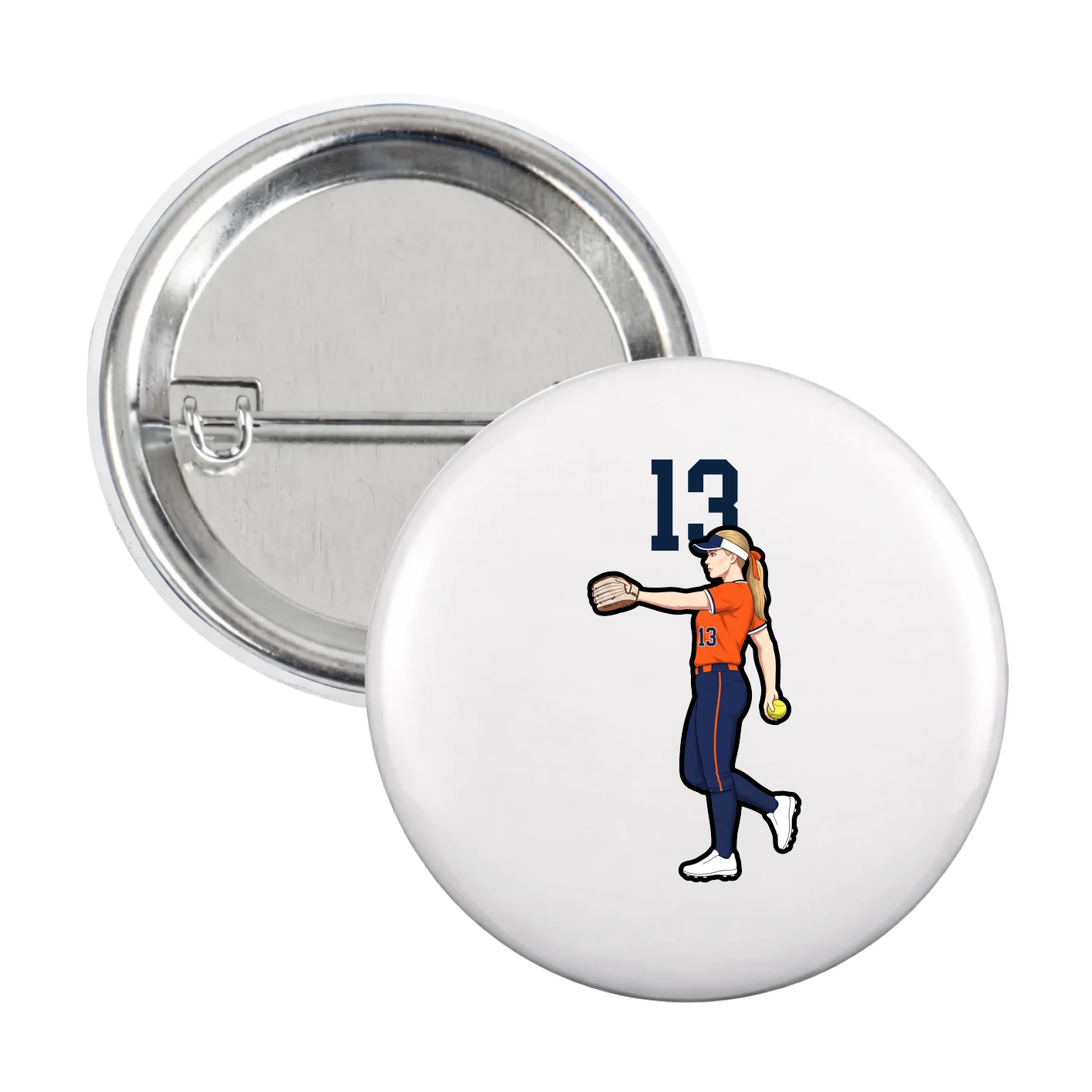 Game Day Button — Number Top in White