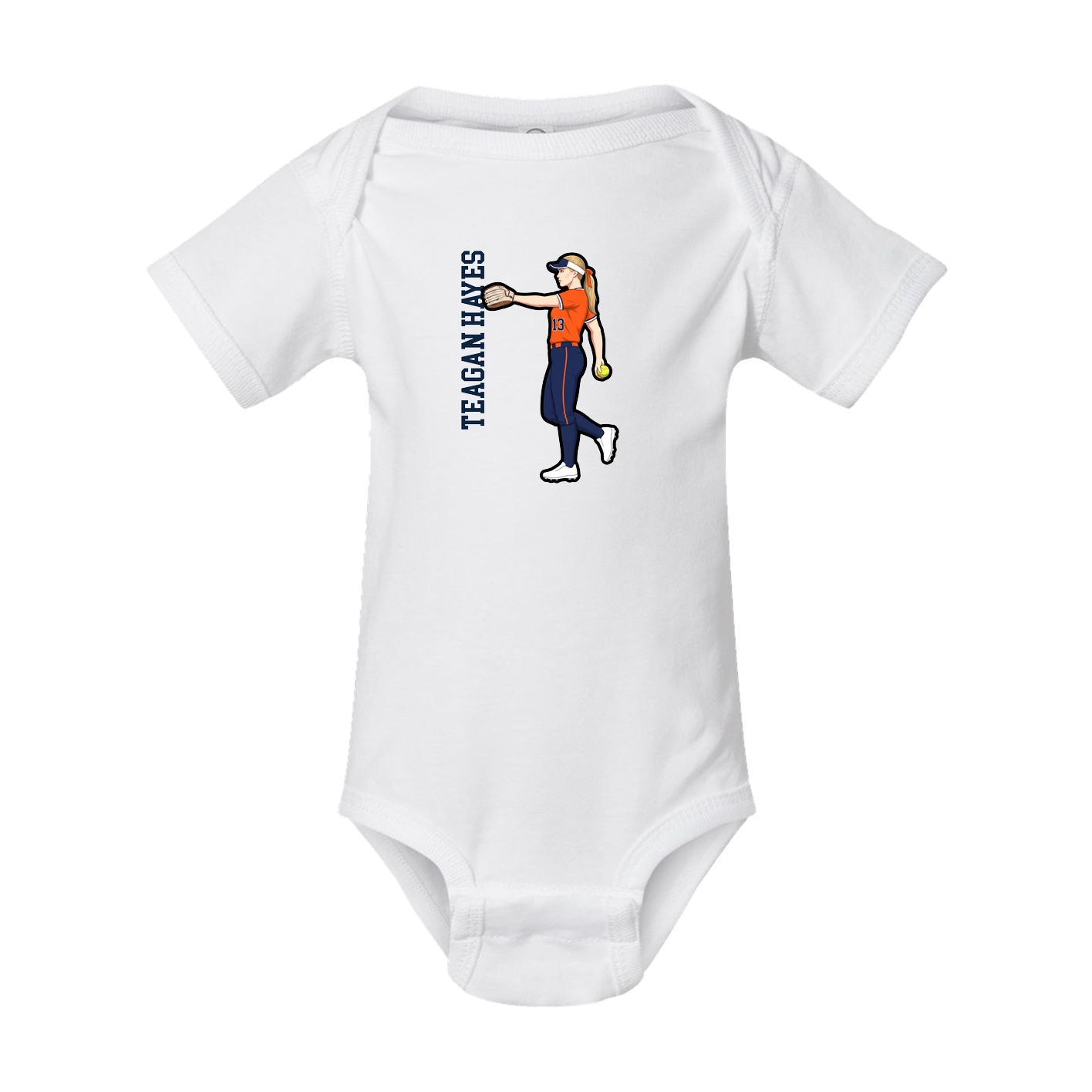 Baby Onesie — Name Vertical in White