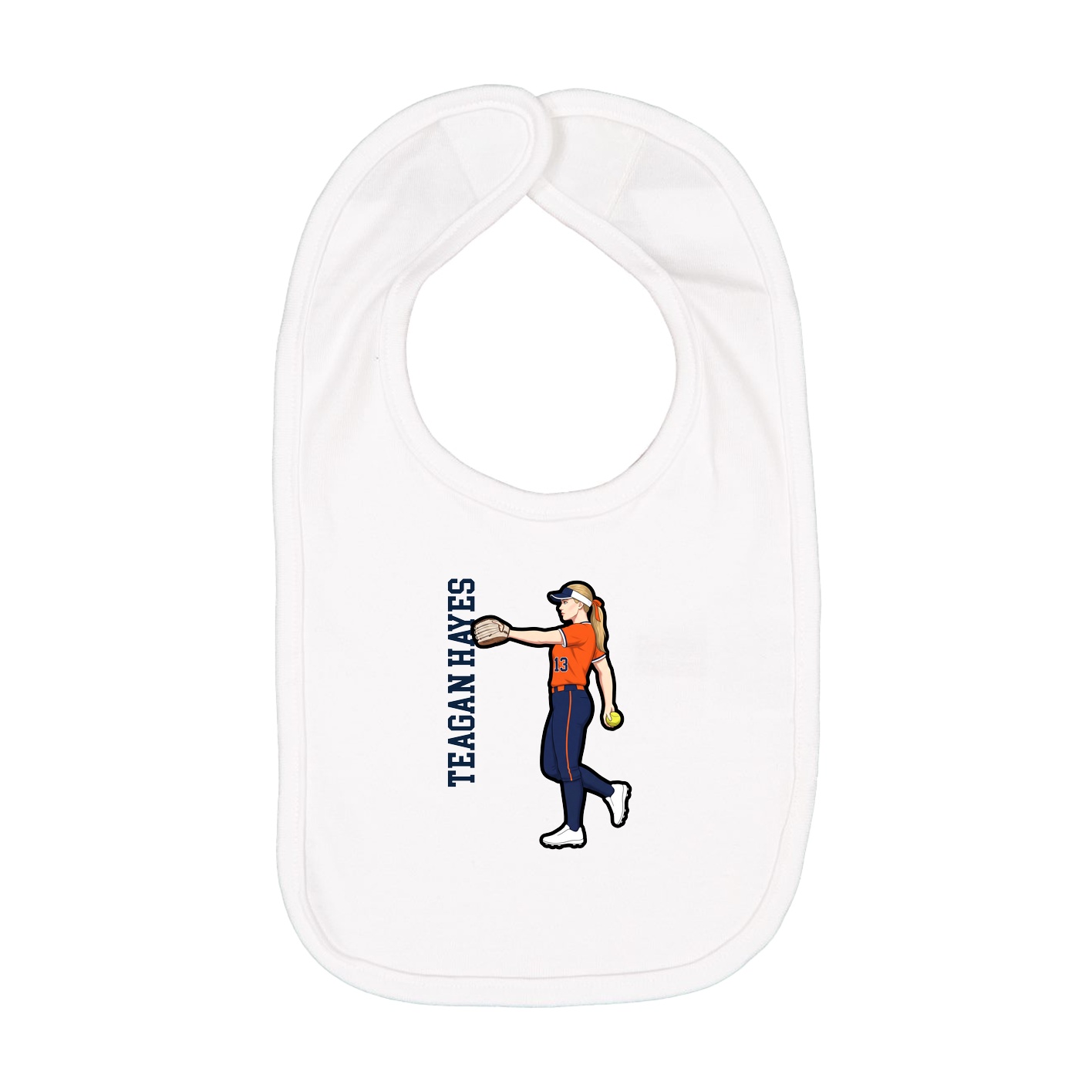 Infant Bib — Name Vertical in White