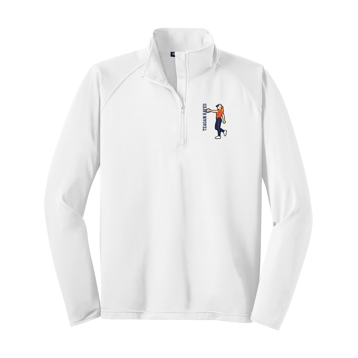 Q-Zip Pullover — Name Vertical in White
