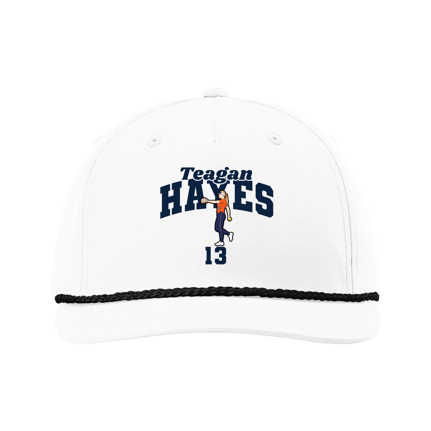 Five-Panel Classic Rope Cap — Signature Arch in White