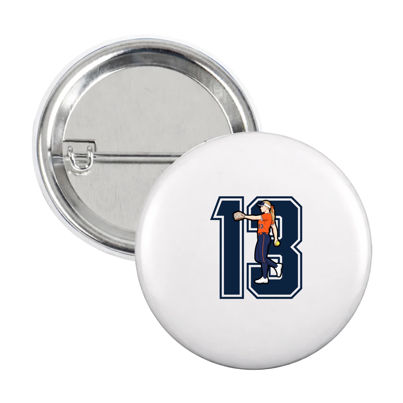 Game Day Button — Number in White