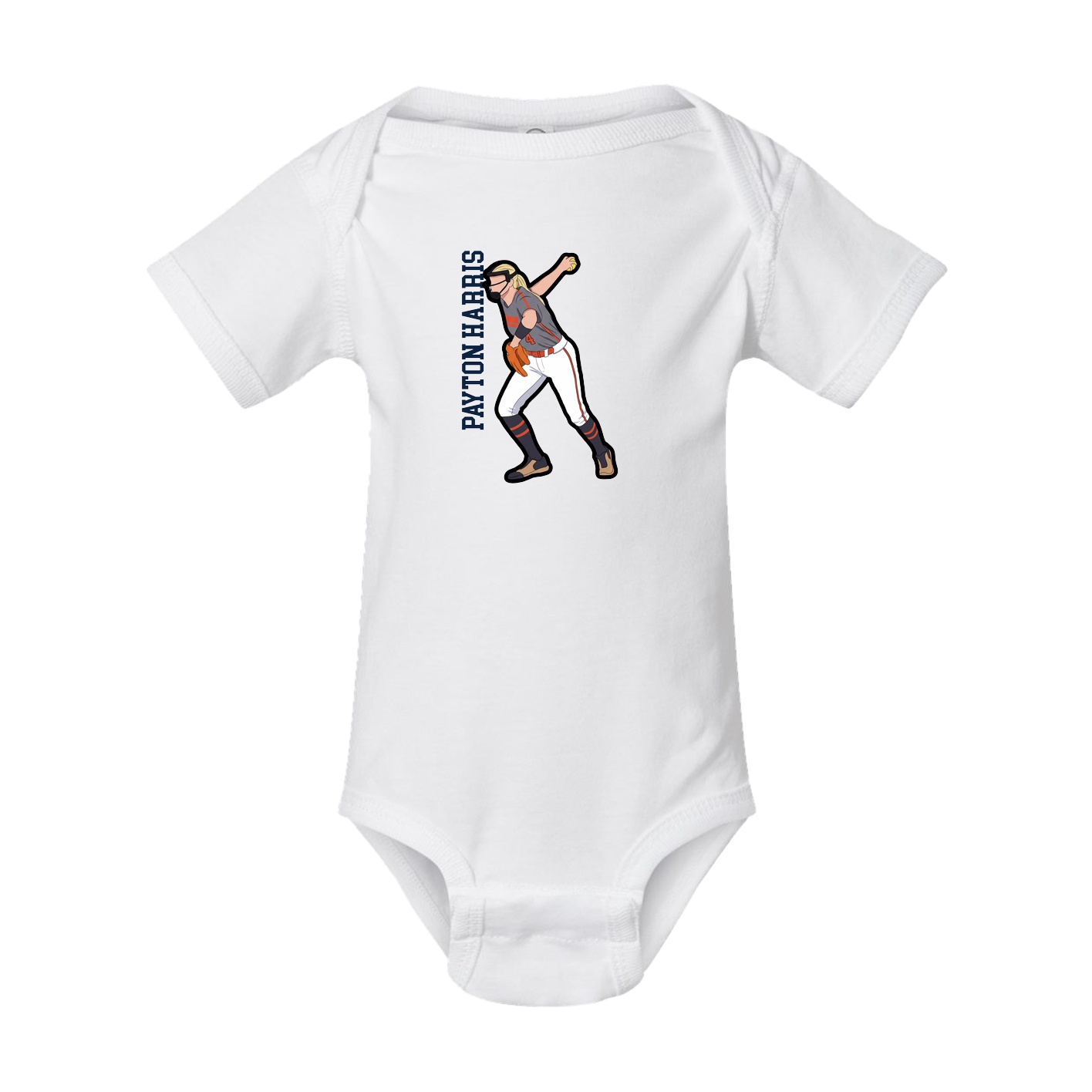 Baby Onesie — Name Vertical in White