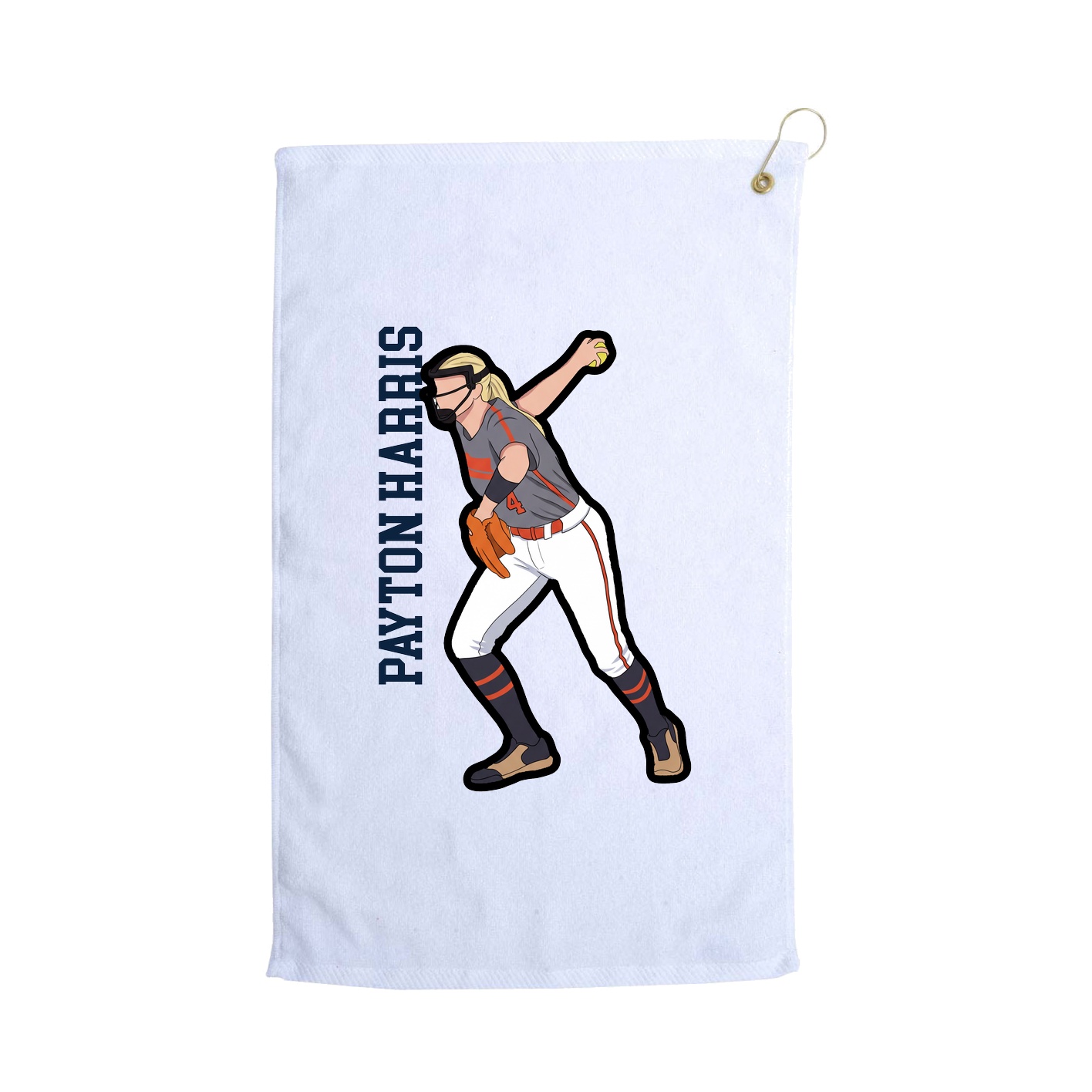 Golf Towel — Name Vertical in White