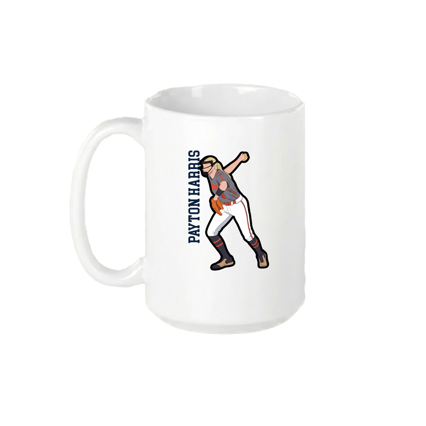15oz Coffee Mug — Name Vertical in White