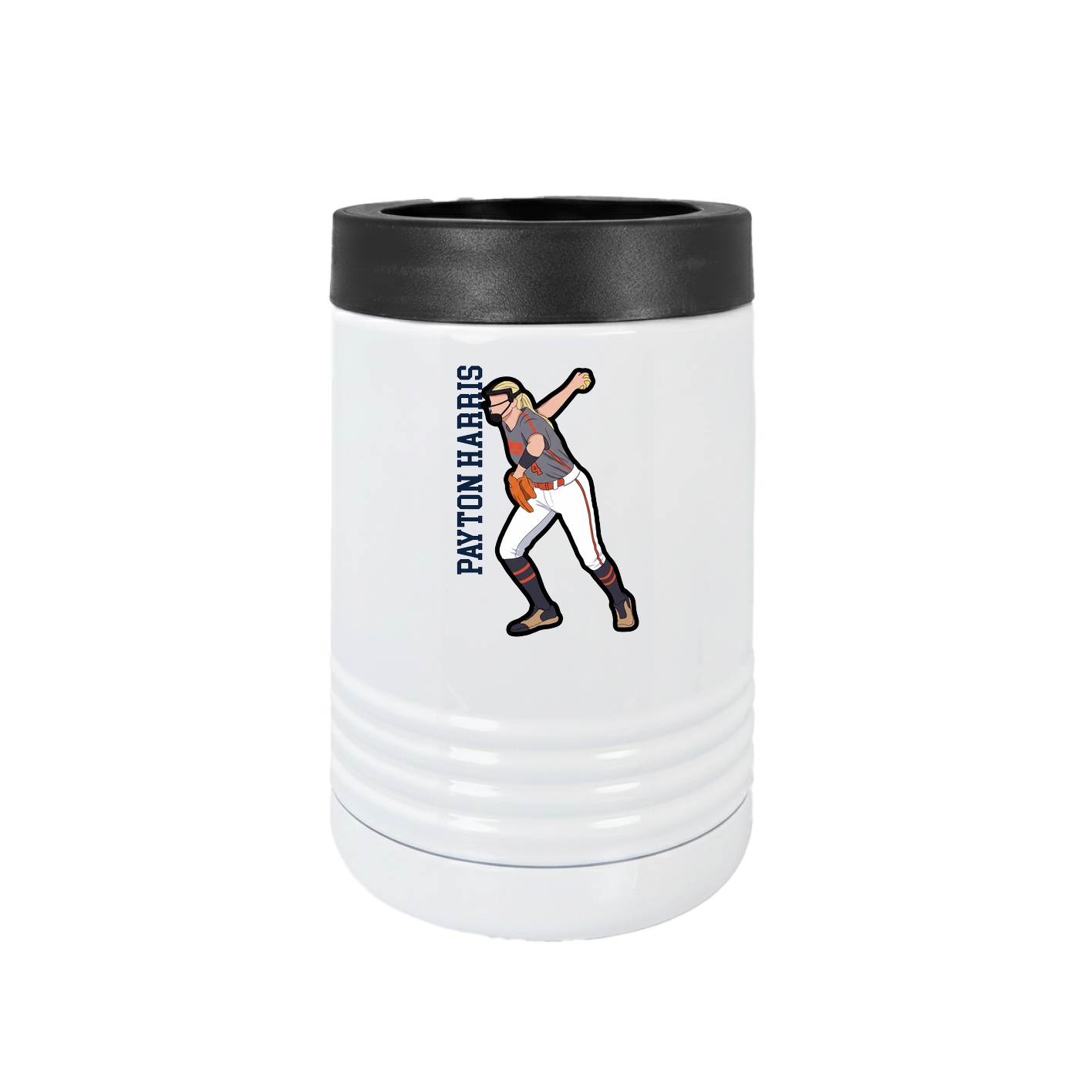 Beverage Holder — Name Vertical in White
