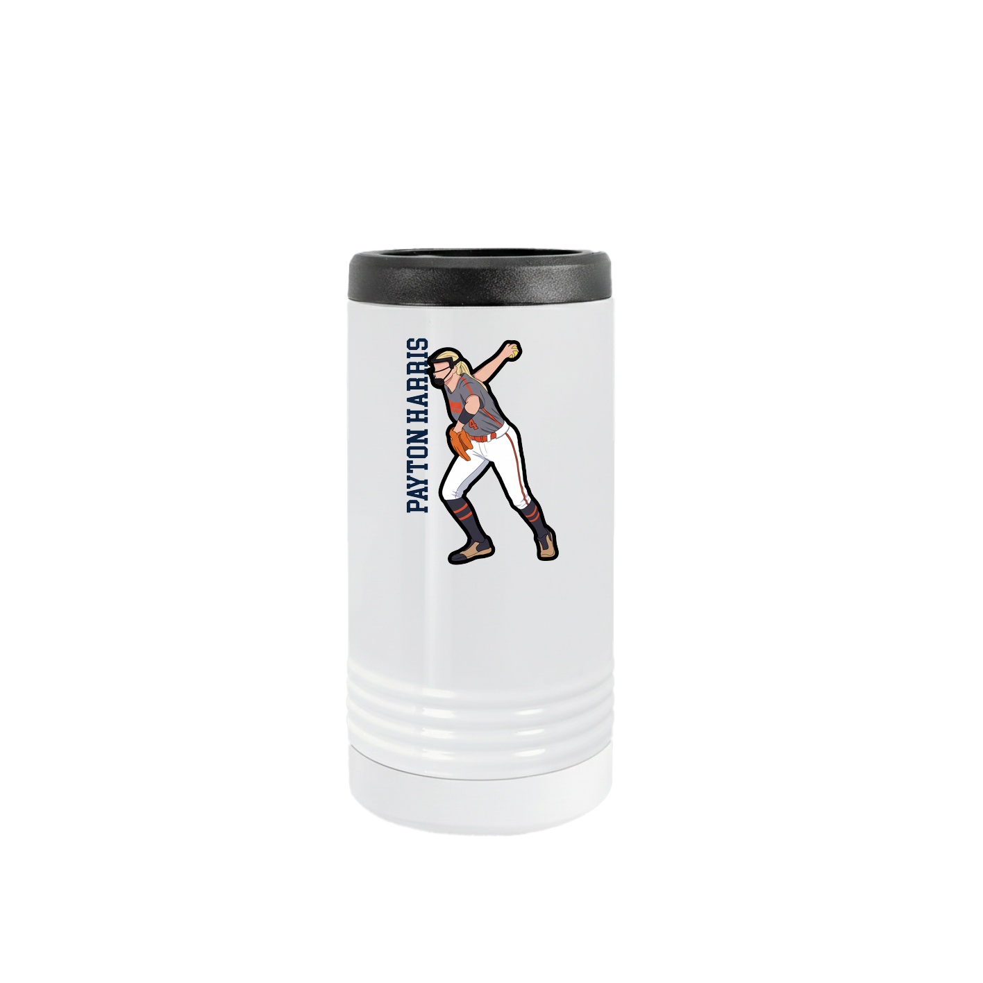 Slim Beverage Holder — Name Vertical in White