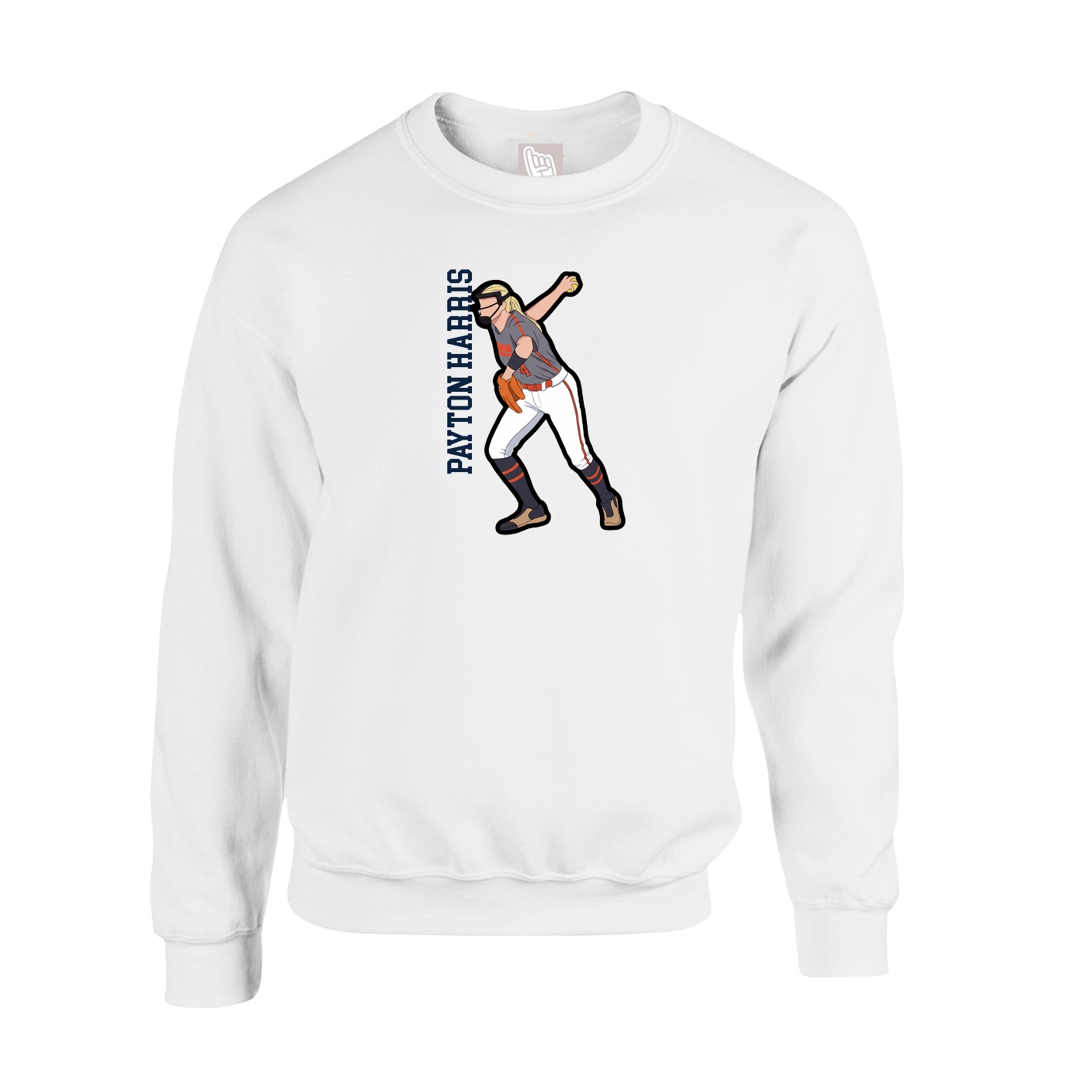 Fleece Crew — Name Vertical in White
