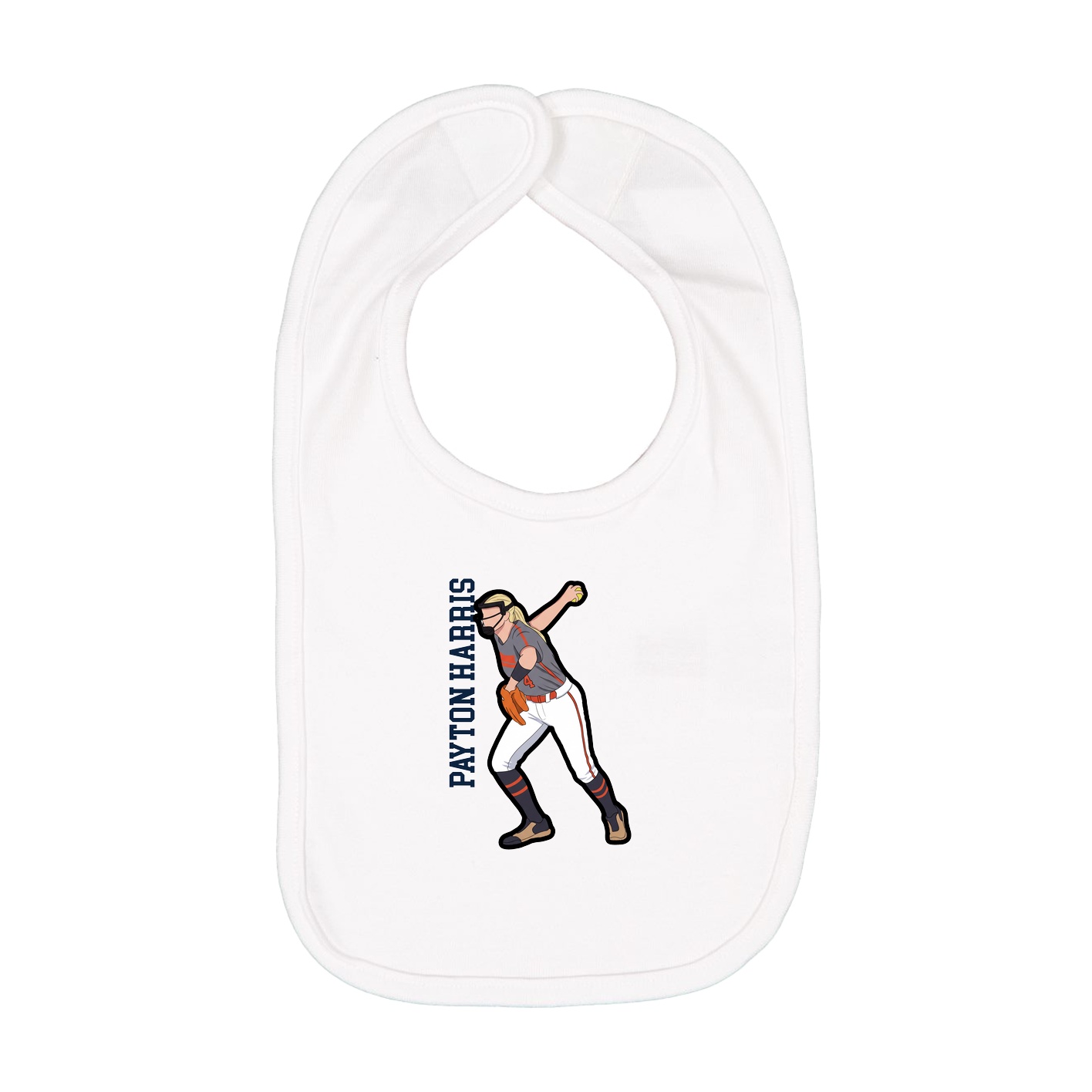 Infant Bib — Name Vertical in White