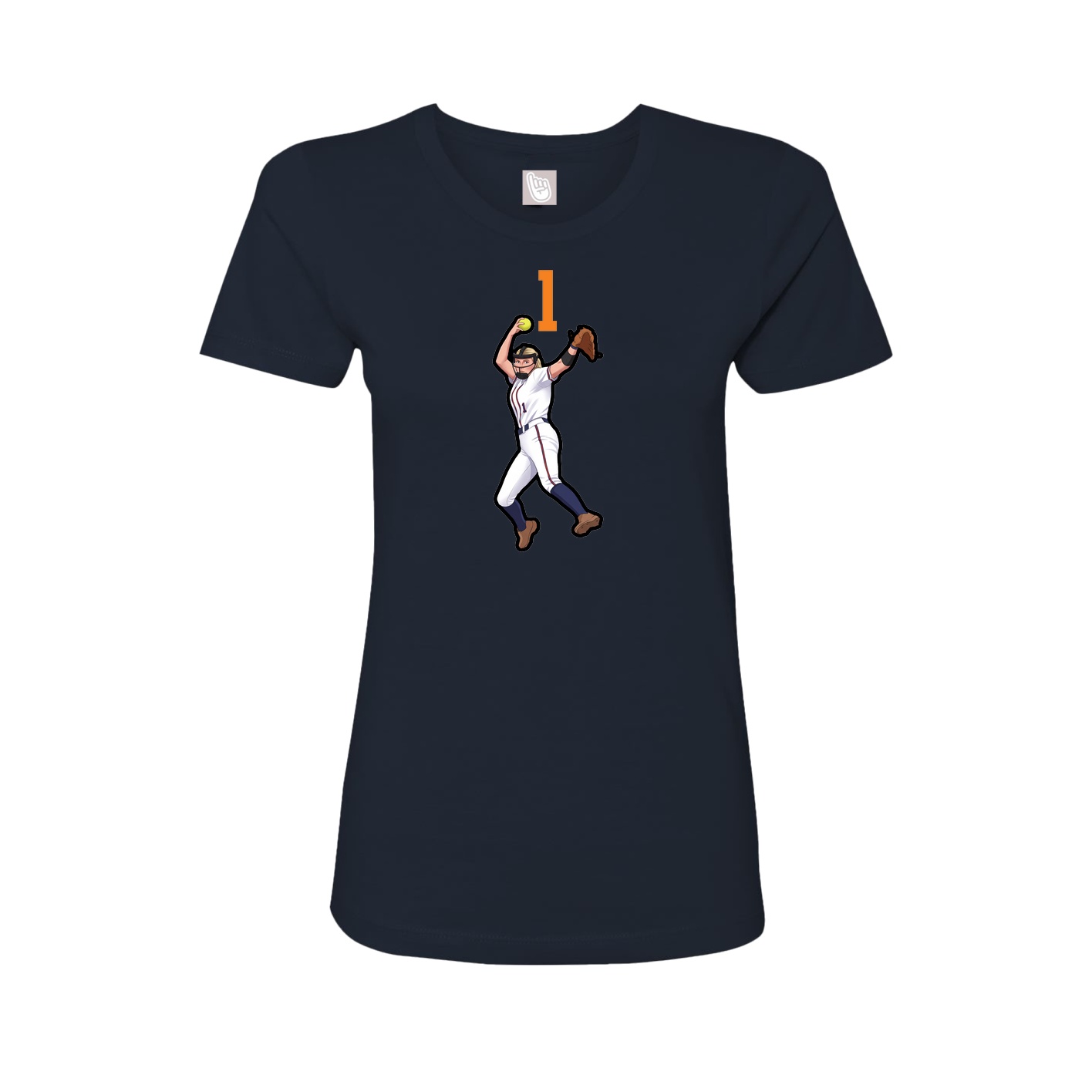 Fitted Women's Tee — Number Top in Navy
