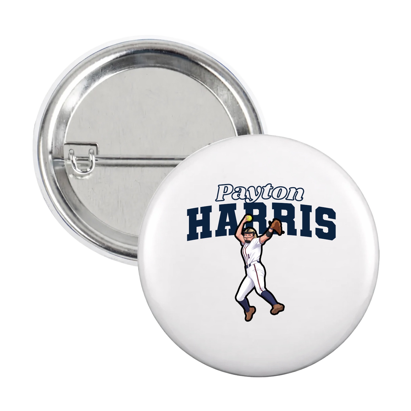 Game Day Button — Name Arch in White