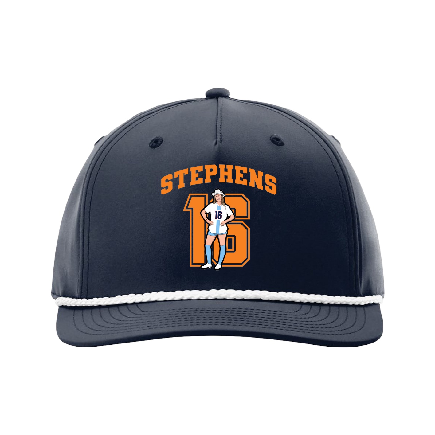 Five-Panel Classic Rope Cap — Number in Navy