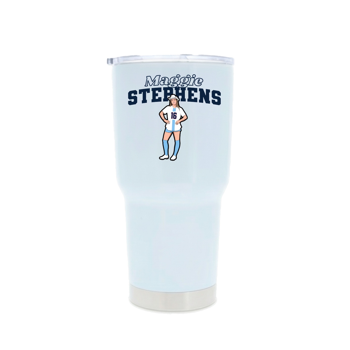 30oz Stainless Steel Tumbler — Name Arch in White