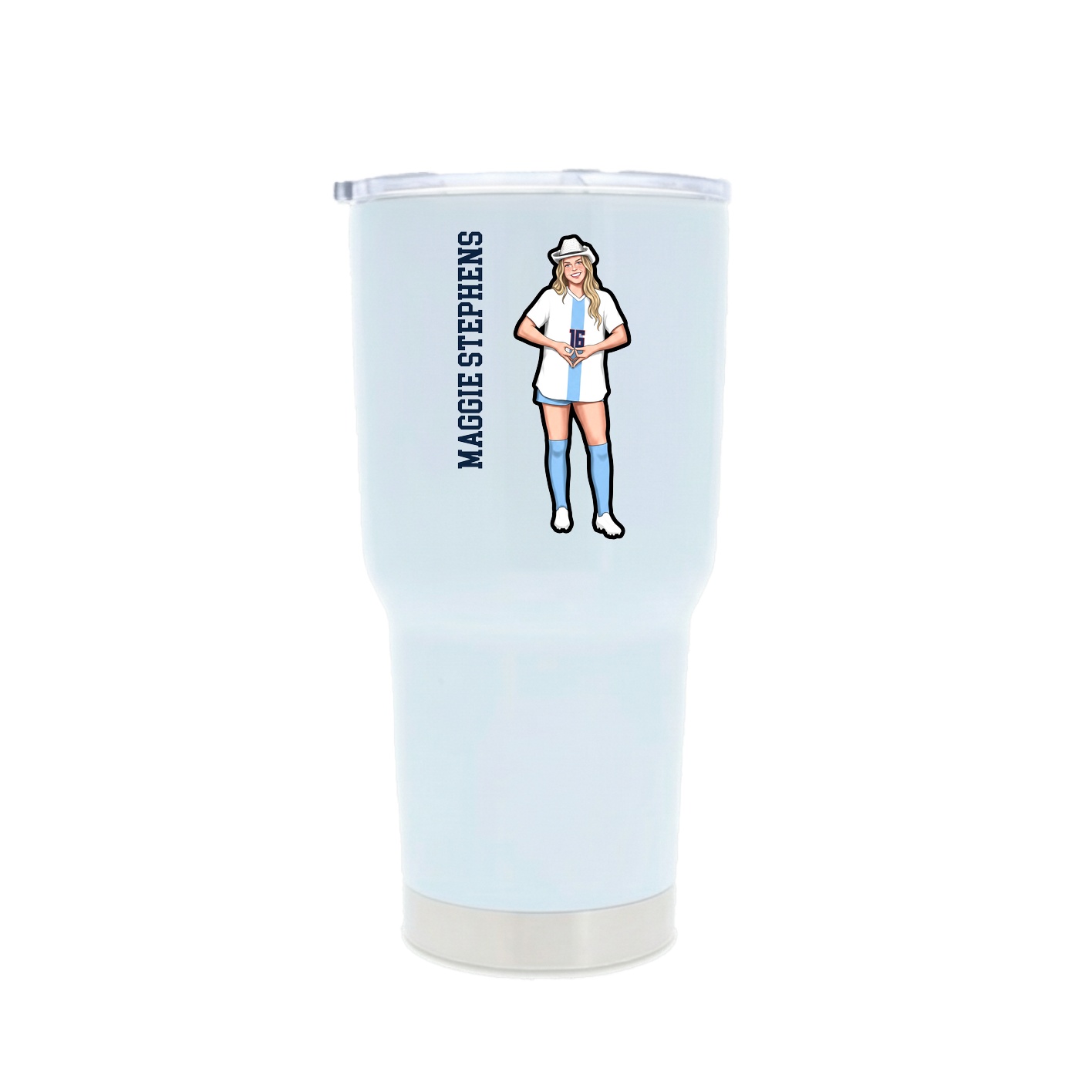30oz Stainless Steel Tumbler — Name Vertical in White