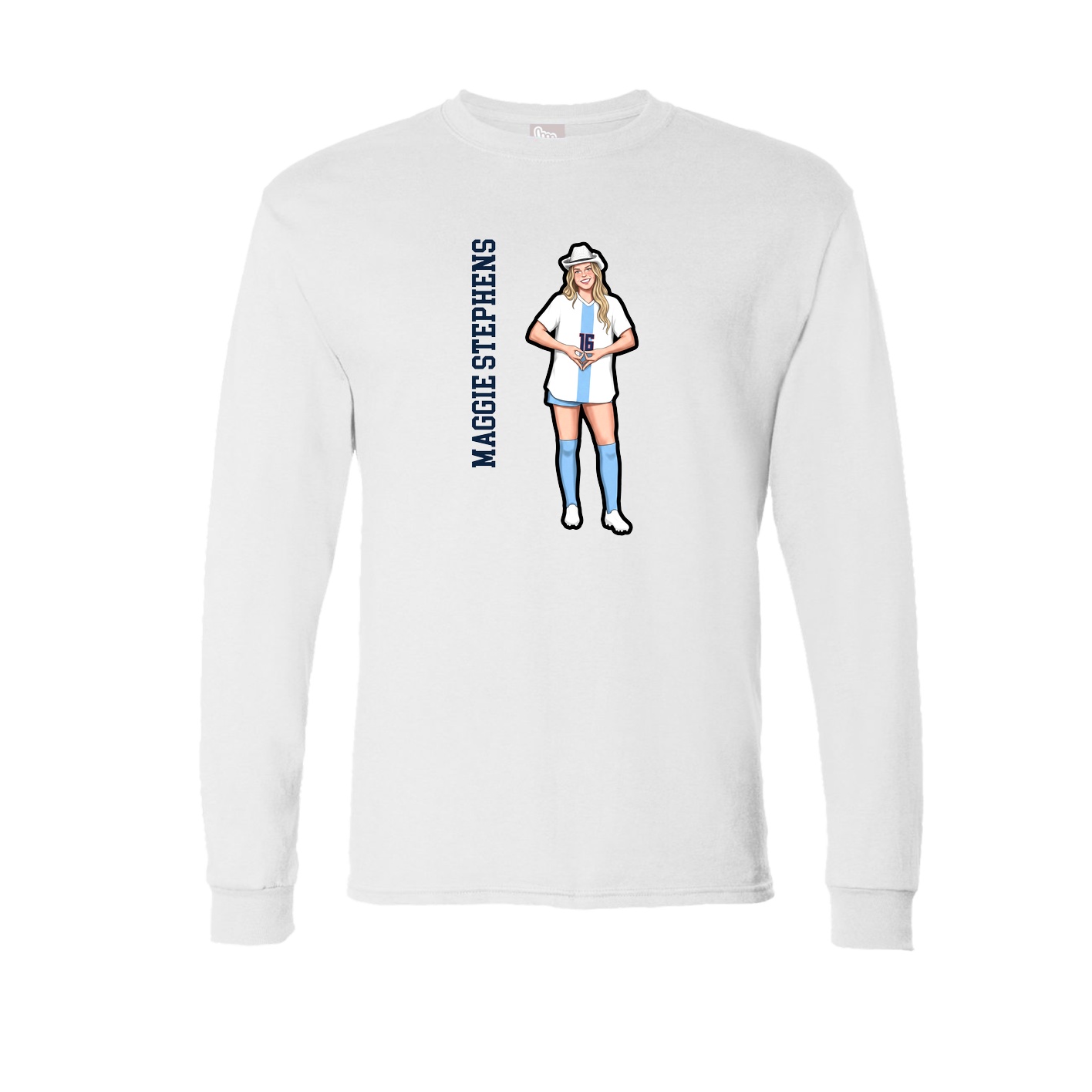 Long Sleeve Tee — Name Vertical in White