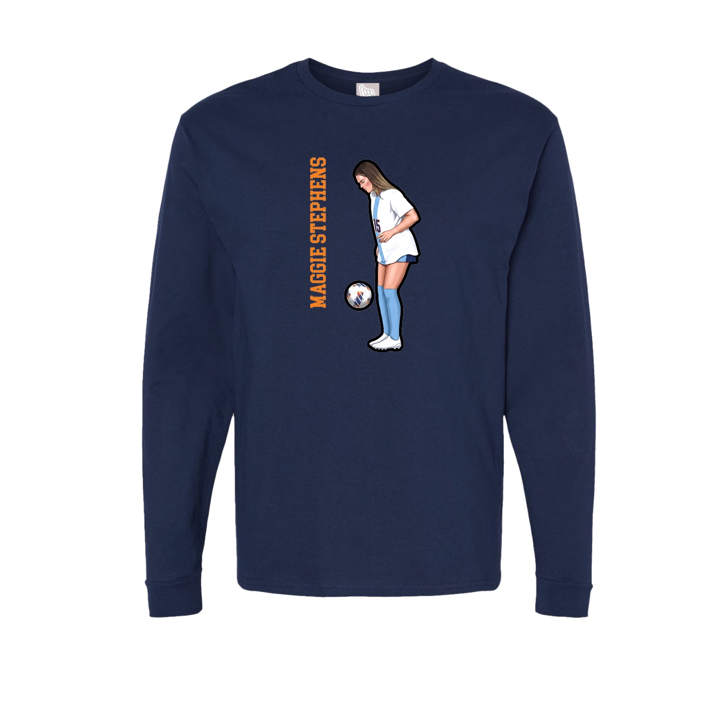 Long Sleeve Tee — Name Vertical in Navy