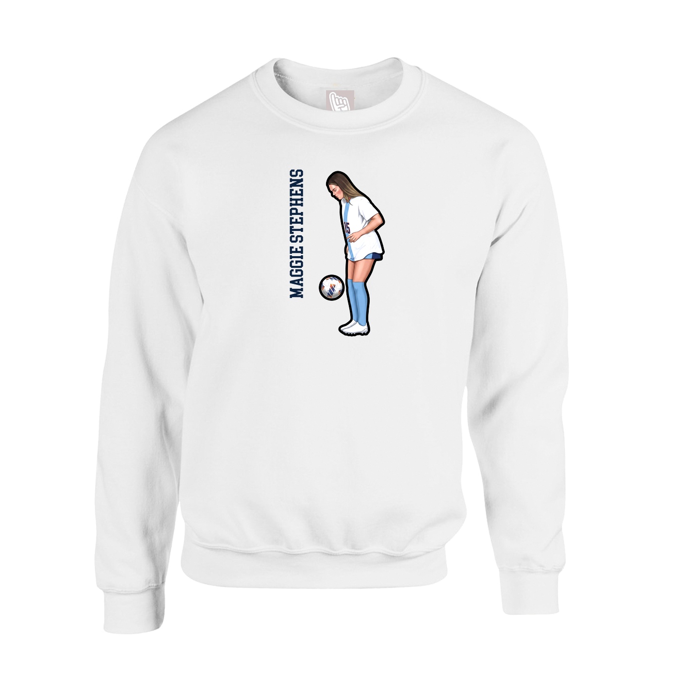 Fleece Crew — Name Vertical in White
