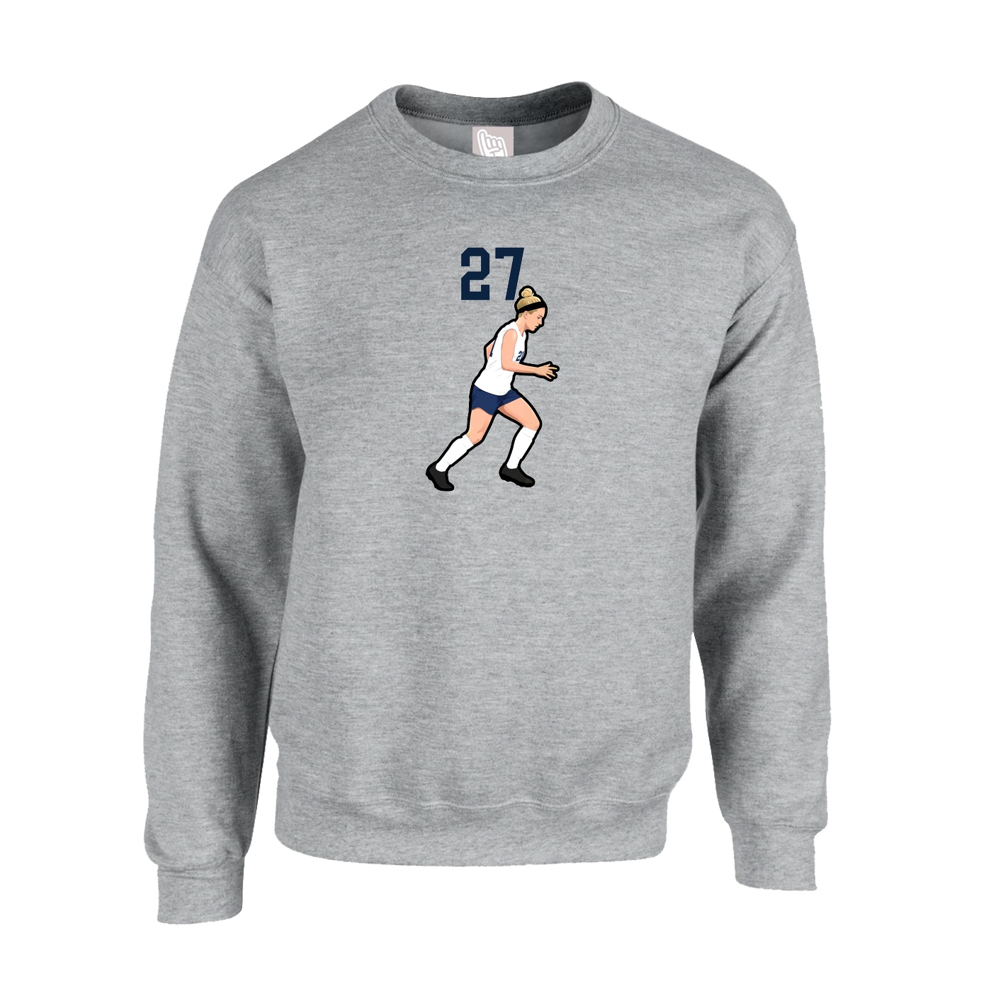 Fleece Crew — Number Top in Grey