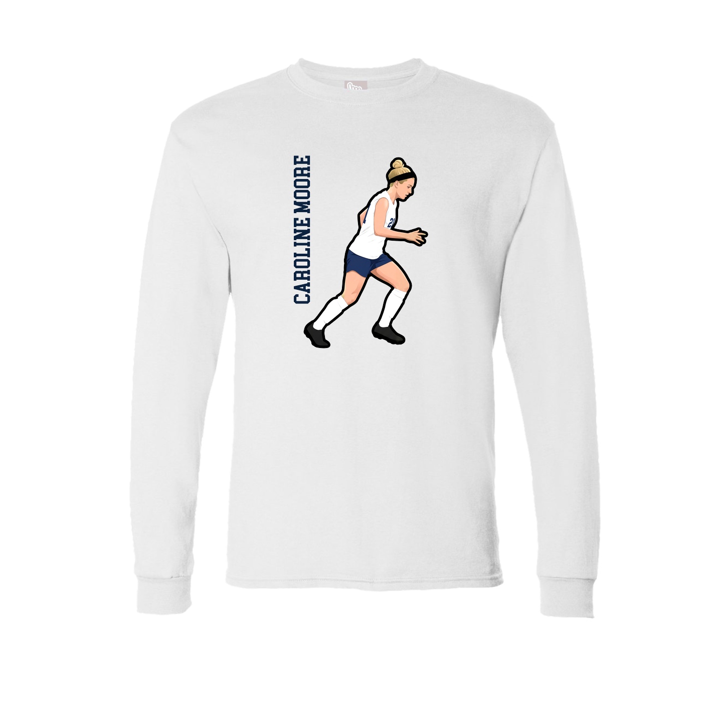 Long Sleeve Tee — Name Vertical in White