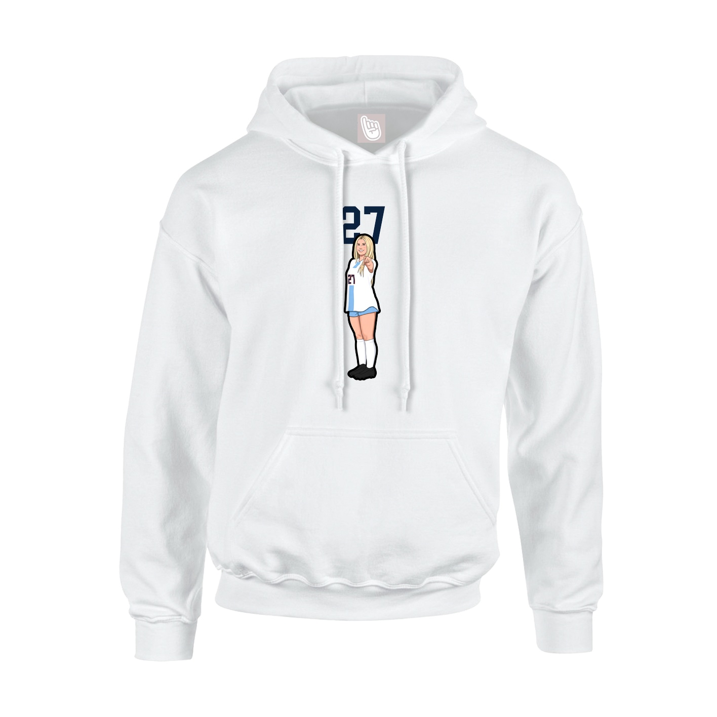 Youth Hoodie — Number Top in White