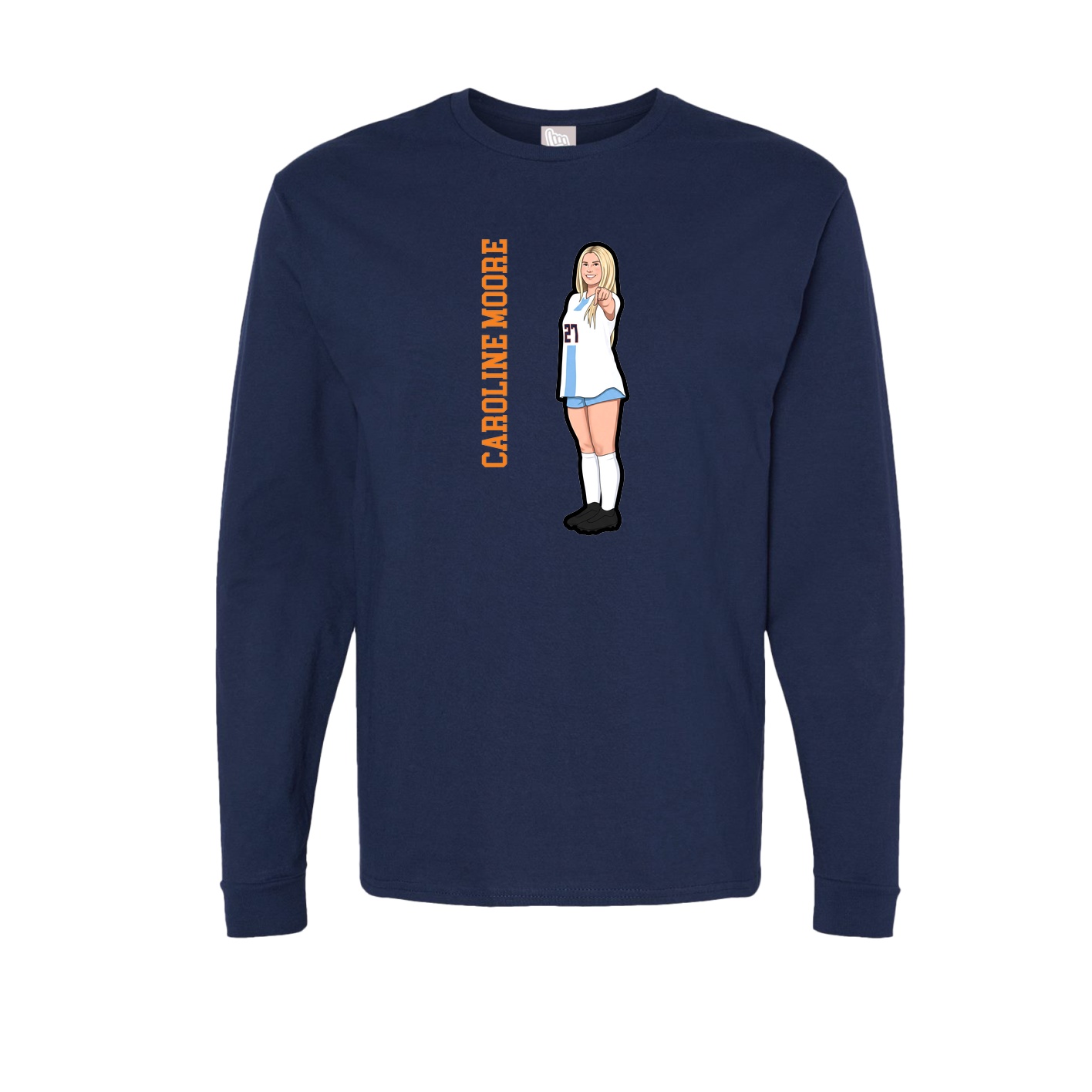 Long Sleeve Tee — Name Vertical in Navy