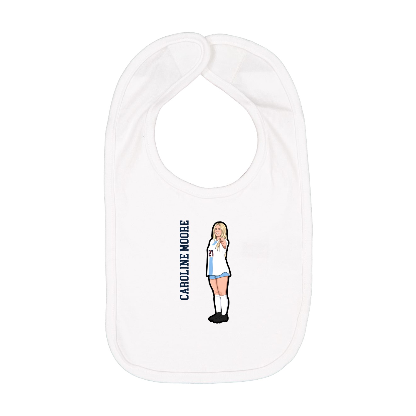 Infant Bib — Name Vertical in White
