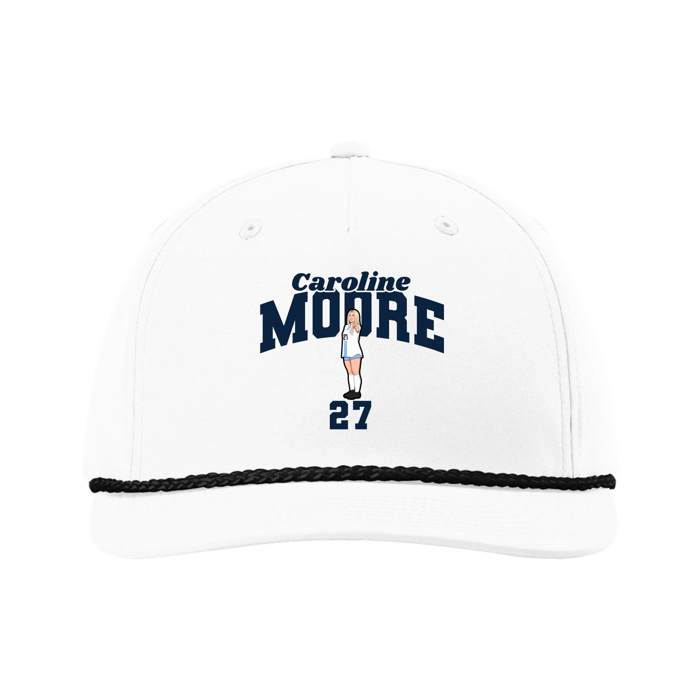 Five-Panel Classic Rope Cap — Signature Arch in White