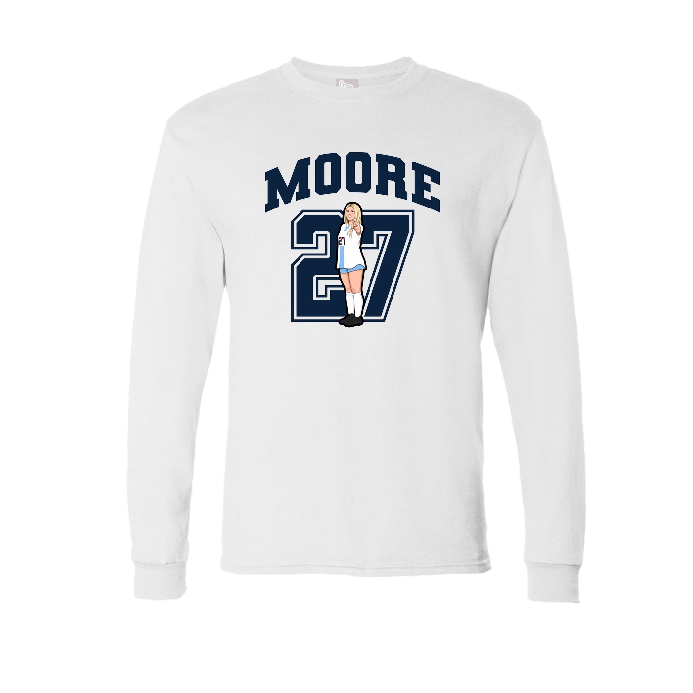 Long Sleeve Tee — Number in White