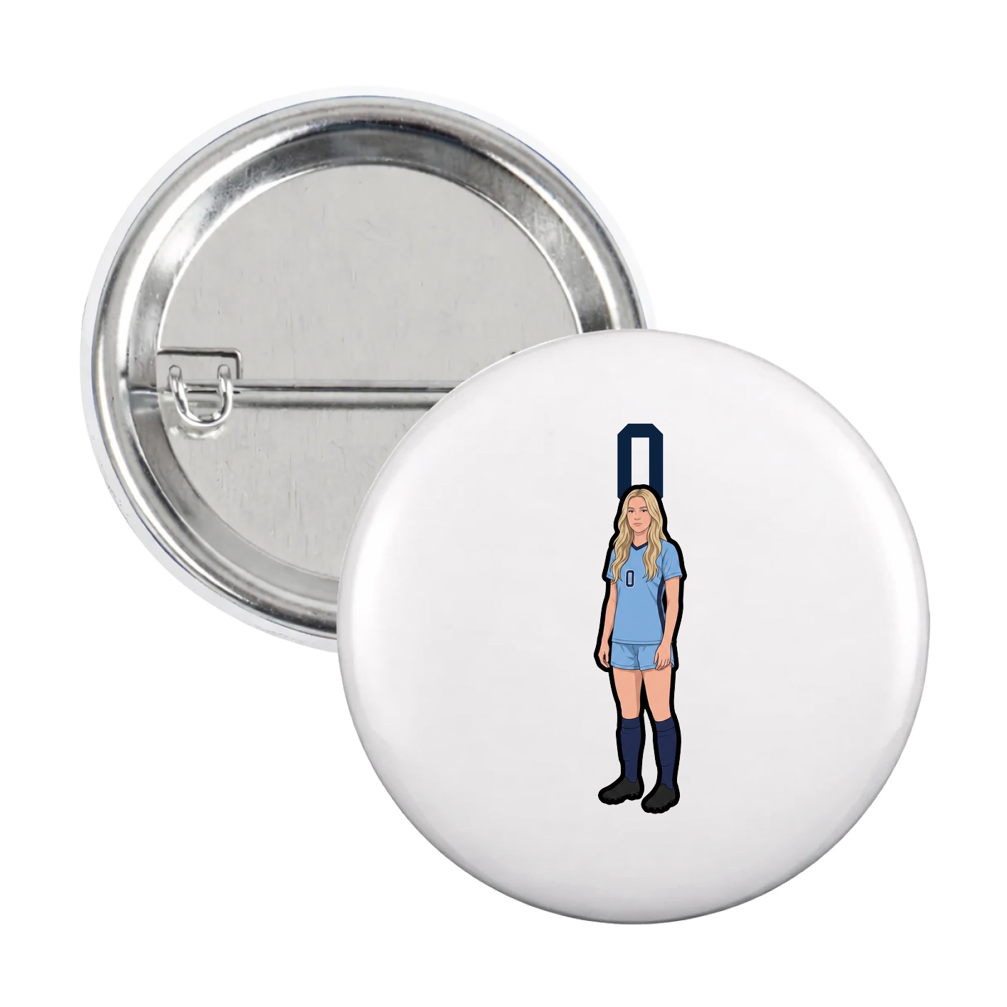 Game Day Button — Number Top in White