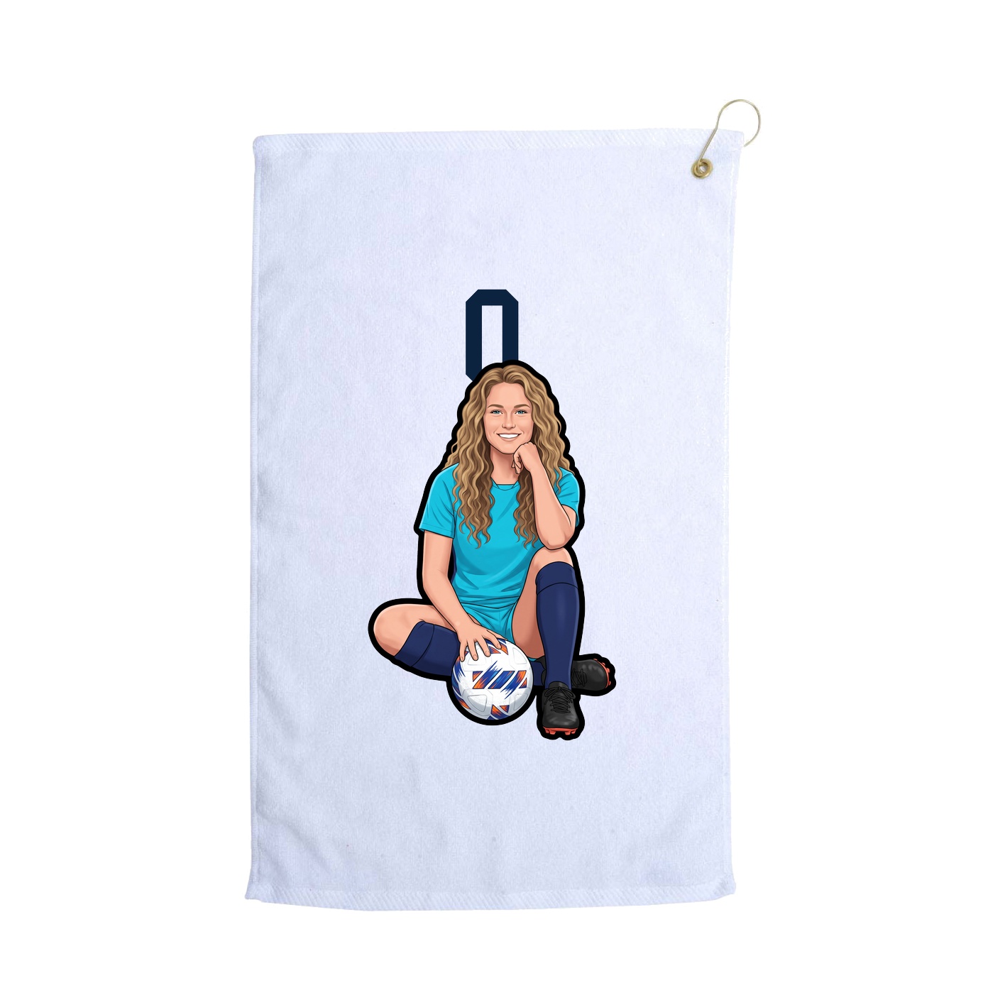 Golf Towel — Number Top in White