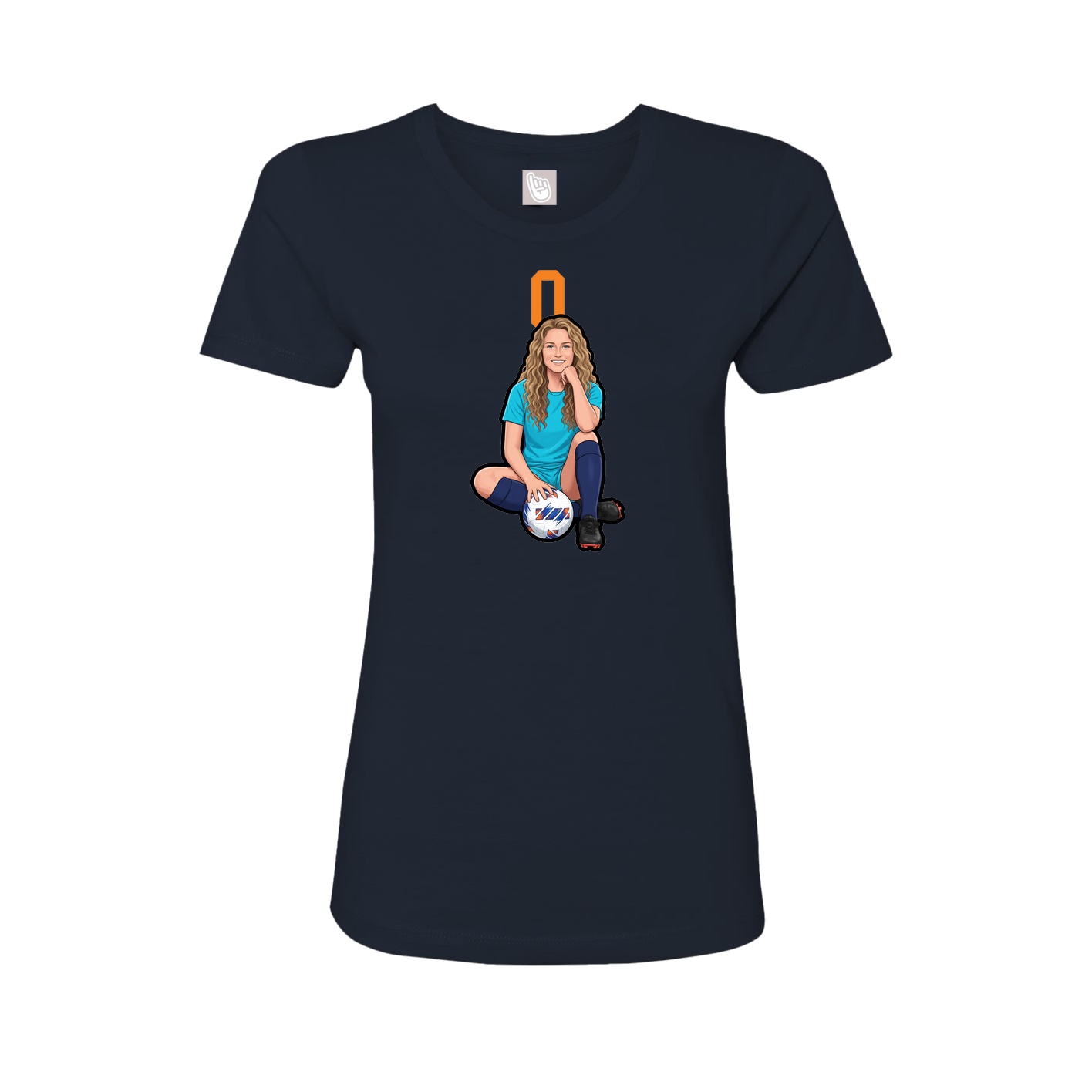 Fitted Women's Tee — Number Top in Navy