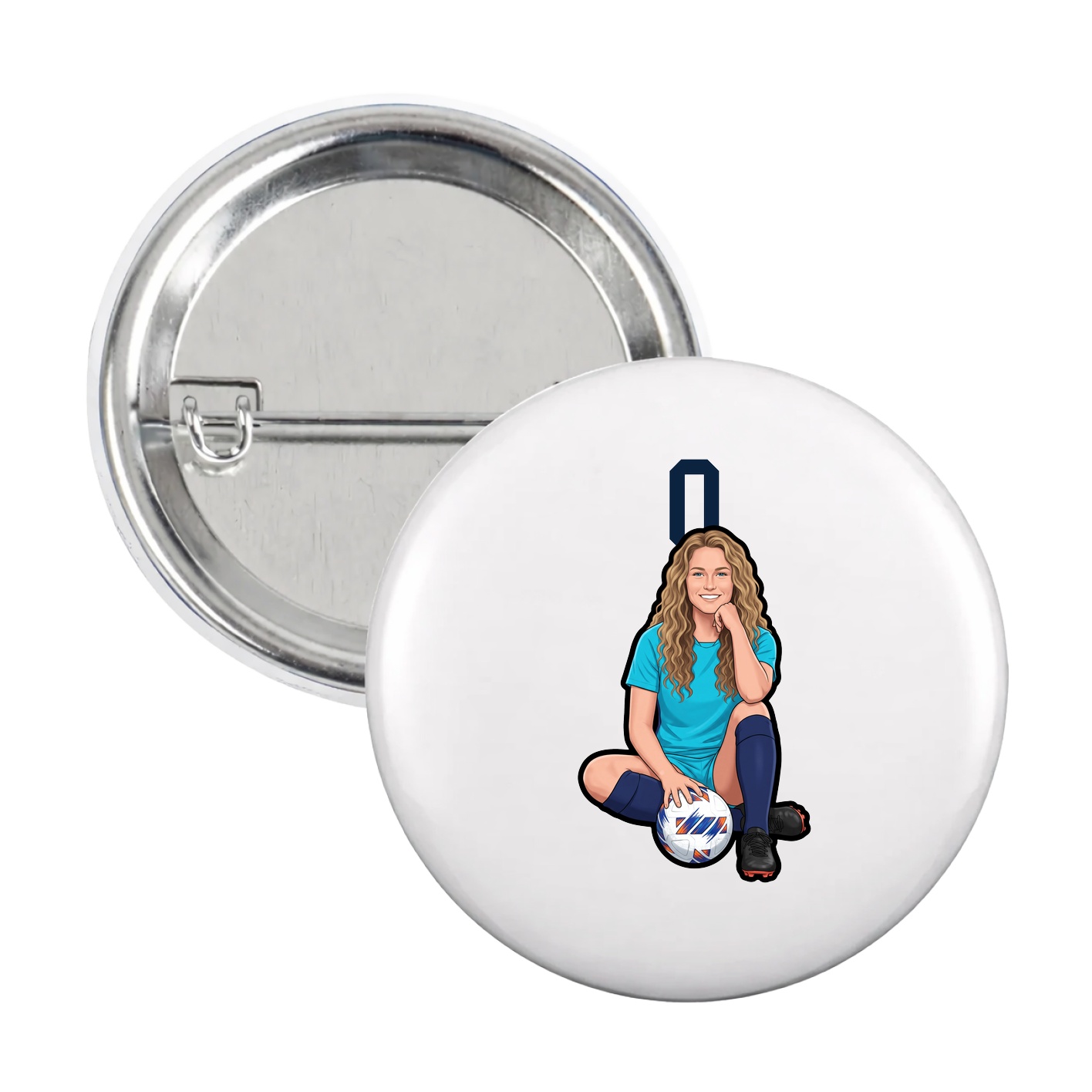 Game Day Button — Number Top in White
