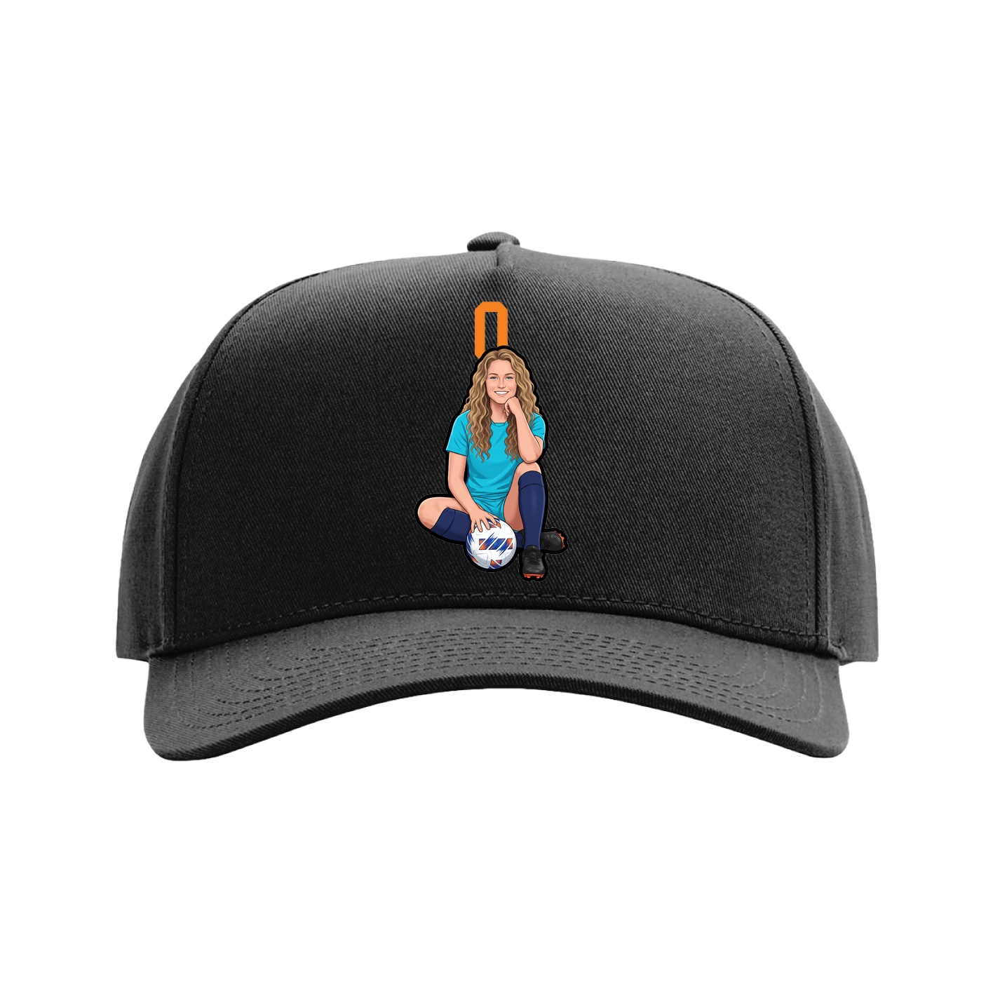 Full Fabric Five-Panel Champ Cap — Number Top in Black