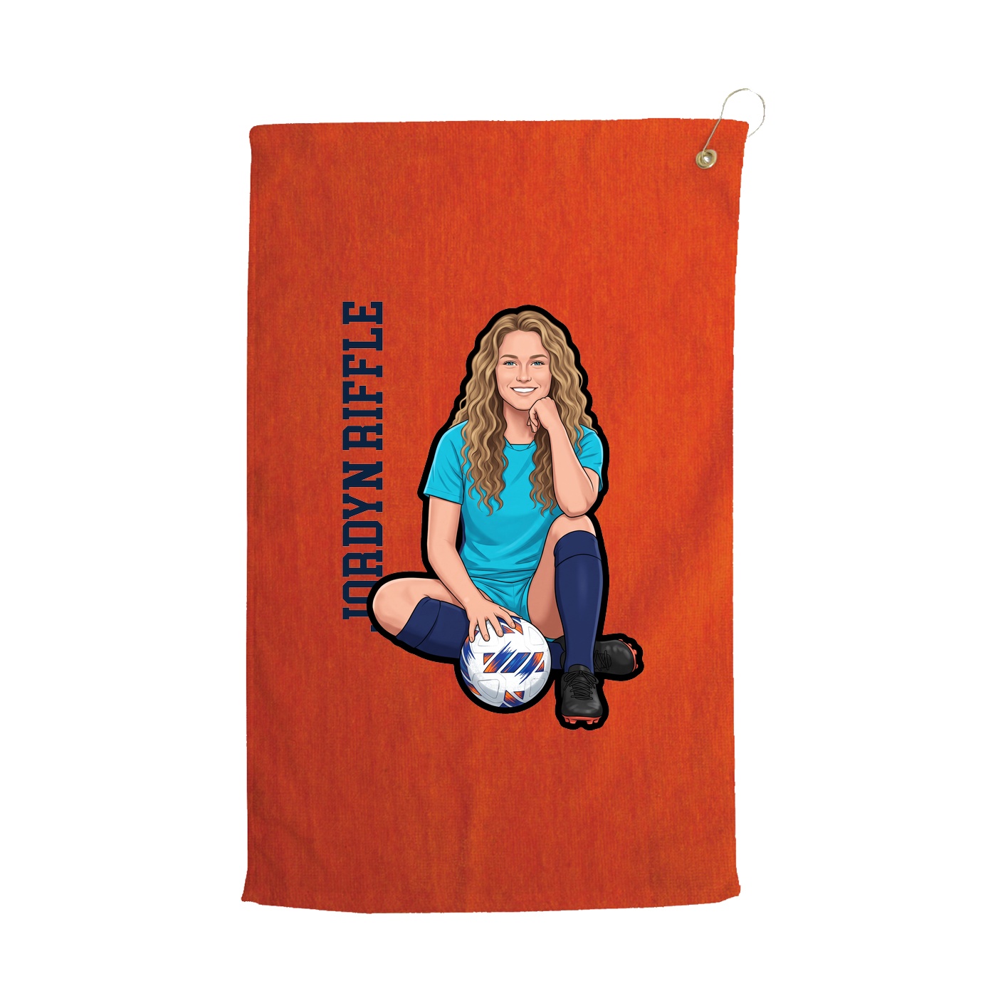 Golf Towel — Name Vertical in Orange