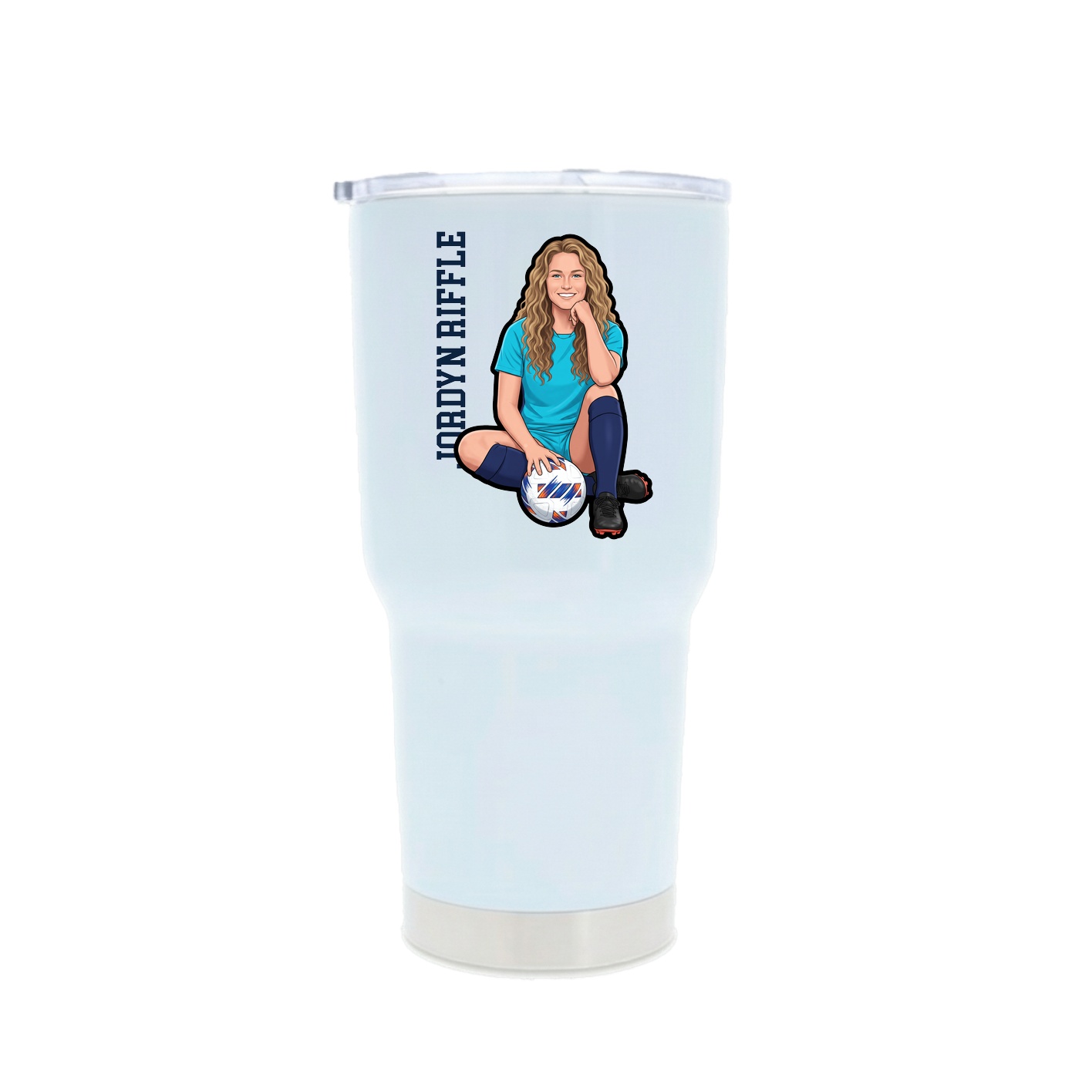 30oz Stainless Steel Tumbler — Name Vertical in White