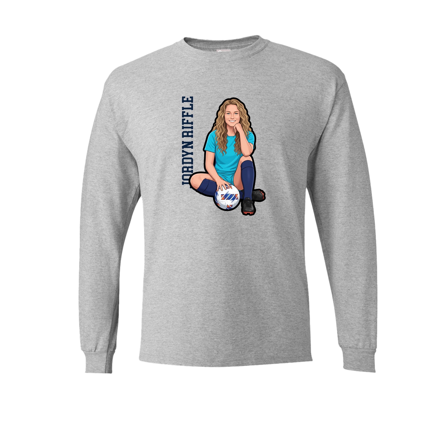 Long Sleeve Tee — Name Vertical in Grey